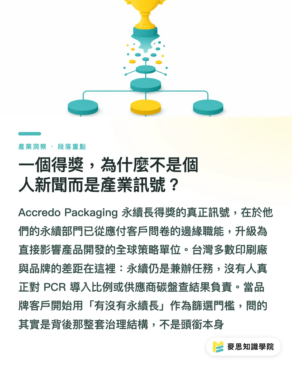 一個得獎，為什麼不是個人新聞而是產業訊號？｜永續長得獎背後：美國軟包裝廠的永續治理升級 段落重點