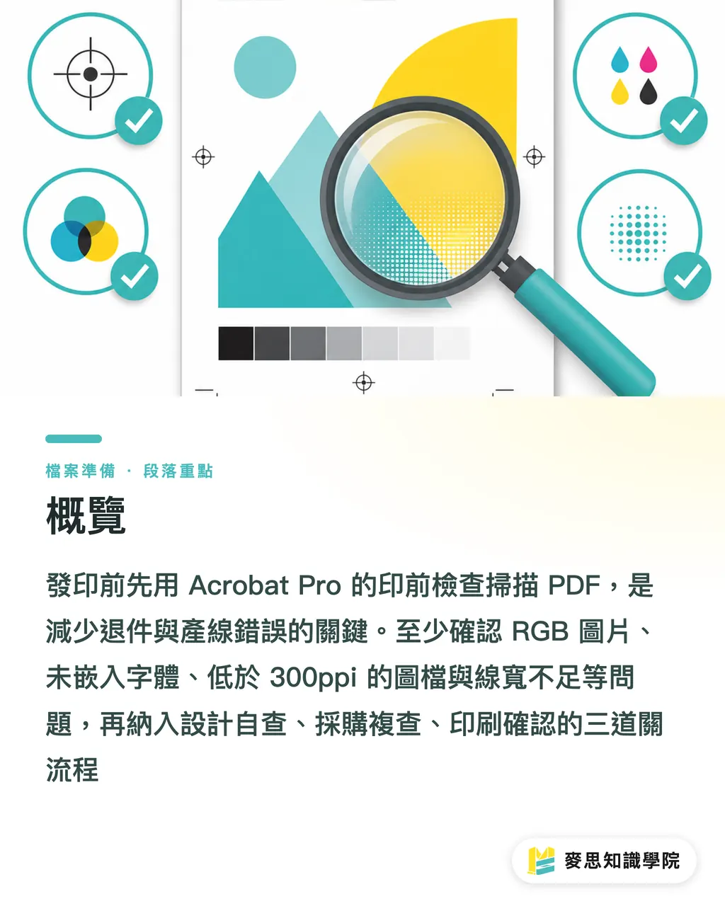 概覽|Acrobat Pro 預檢:先攔低解析與色偏 段落重點