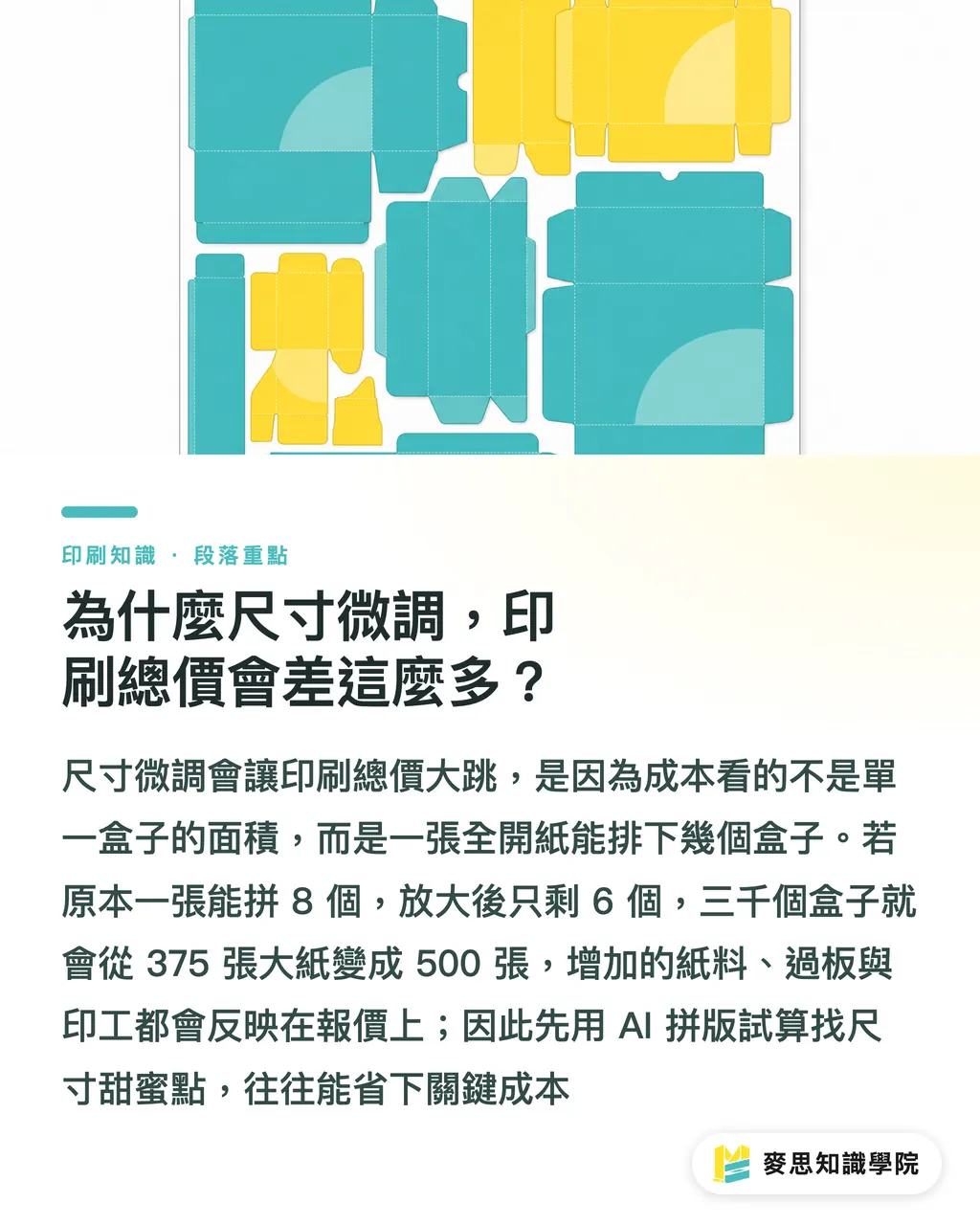 為什麼尺寸微調,印刷總價會差這麼多?|差一公分報價翻倍?資深顧問拆解 AI 拼版如何省下隱形紙損 段落重點