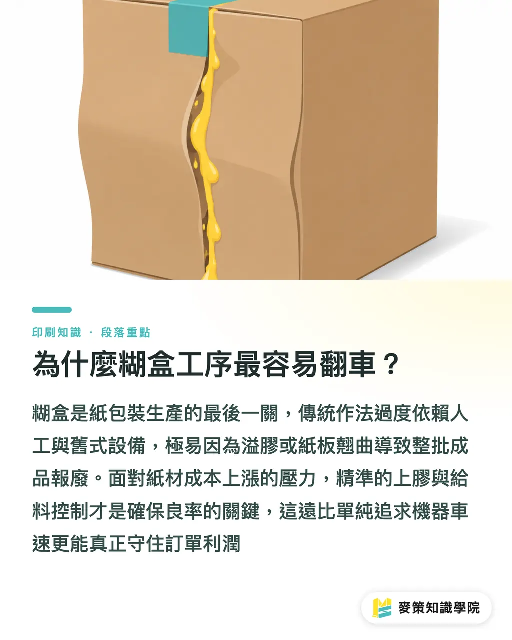 為什麼糊盒工序最容易翻車?|糊盒機別只看速度:APR 定量上膠頭的 3 個防雷關鍵 段落重點