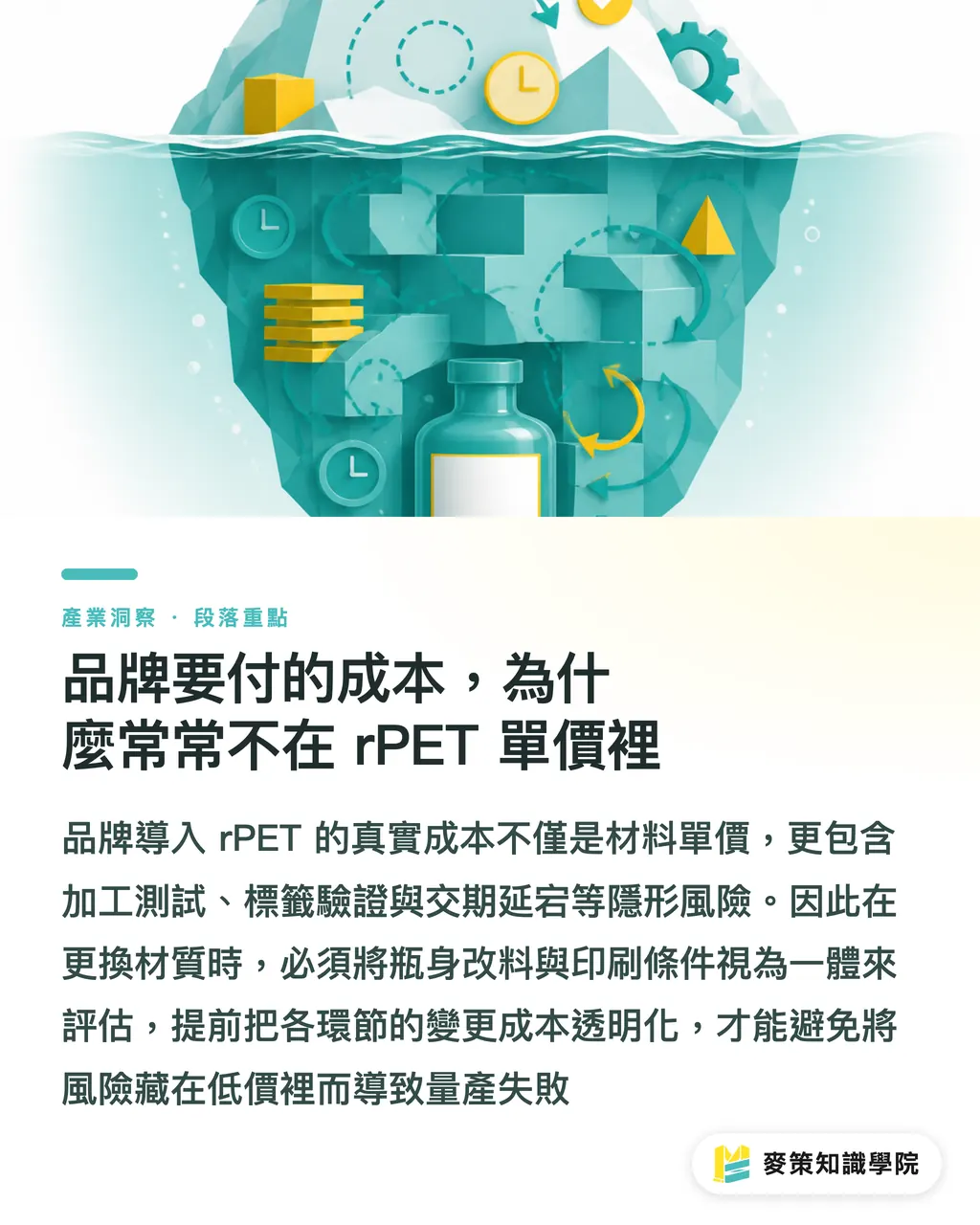 品牌要付的成本，為什麼常常不在 rPET 單價裡｜Asahi 全面換 rPET，供應鏈成本誰買單 段落重點
