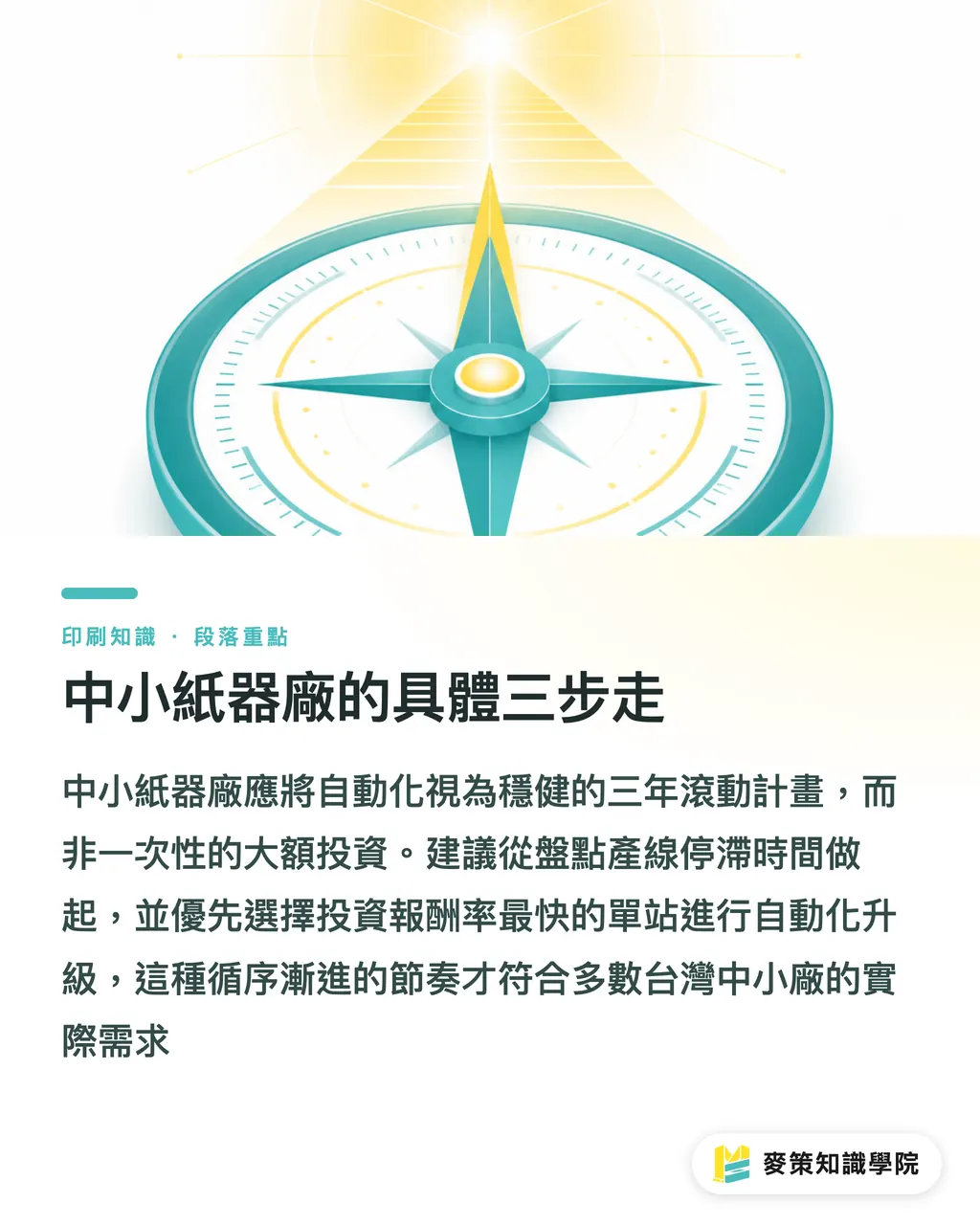 中小紙器廠的具體三步走｜3 家北美紙箱廠升級實錄：自動化該從哪裡下手 段落重點