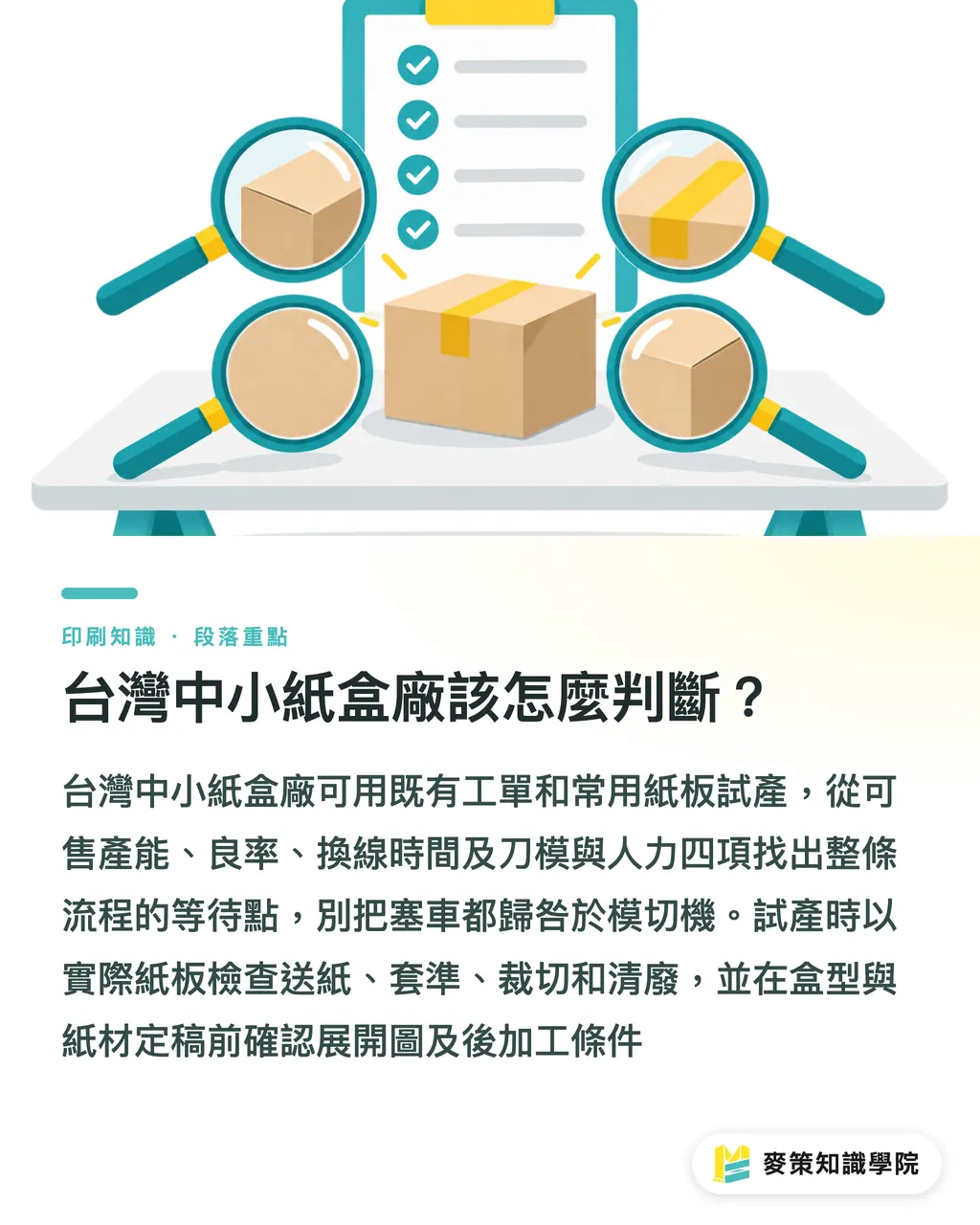台灣中小紙盒廠該怎麼判斷？｜紙盒後加工投資，先算這四筆帳 段落重點