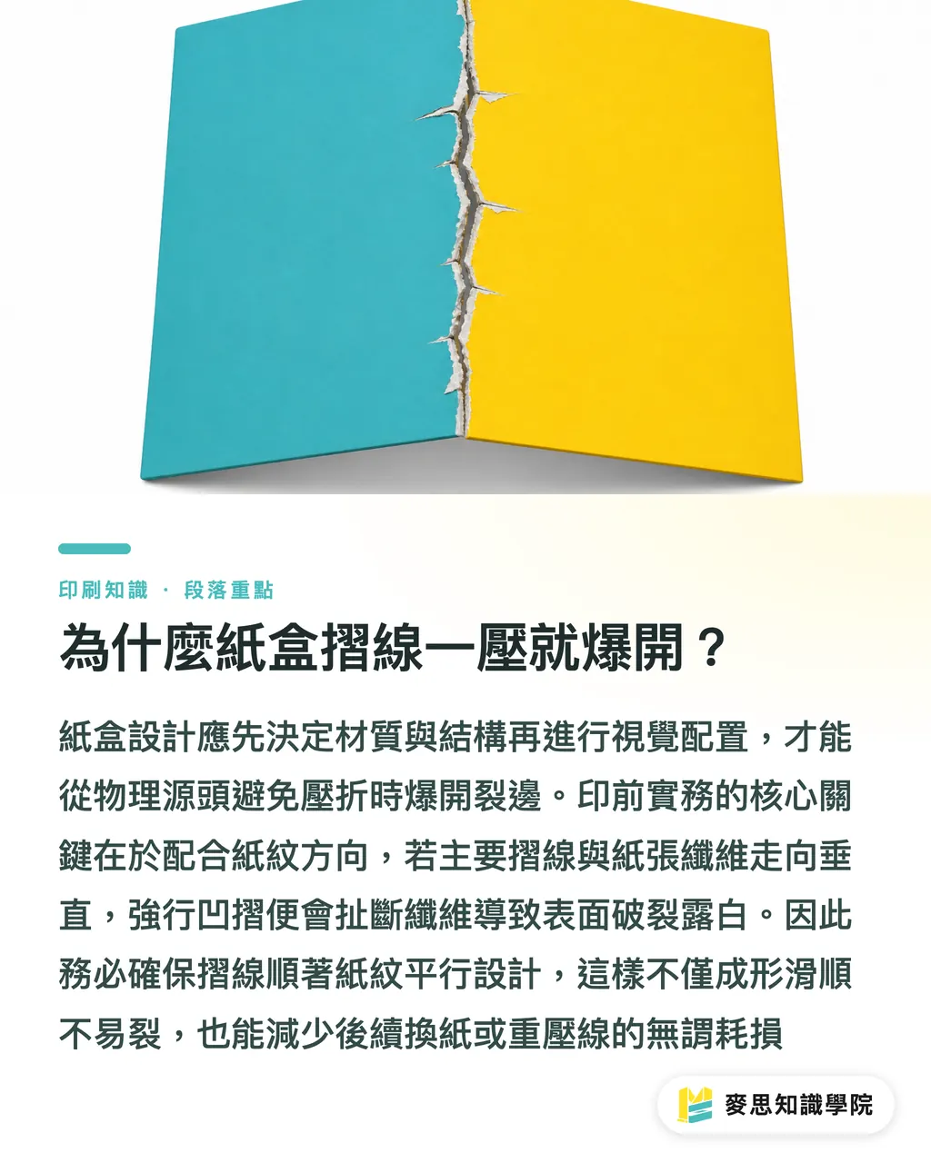 為什麼紙盒摺線一壓就爆開？｜紙盒軋型老是裂邊露白？資深印刷顧問的避坑與防呆指南 段落重點