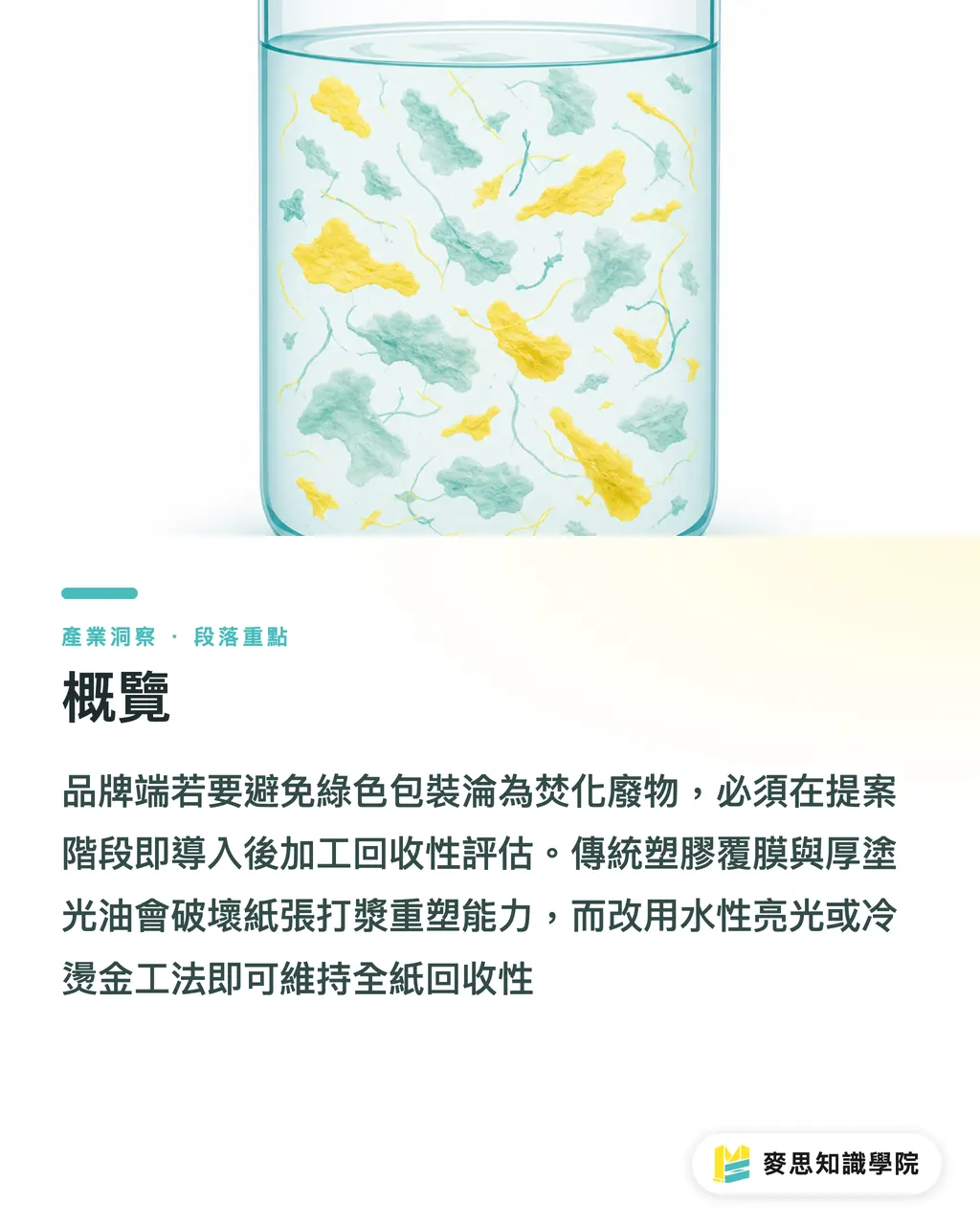 概覽｜上光燙金還能回收嗎？綠色印刷後加工的可回收性與替代方案解密 段落重點