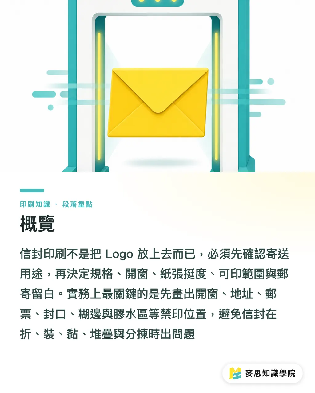 概覽｜信封印刷規格與郵寄指南 段落重點