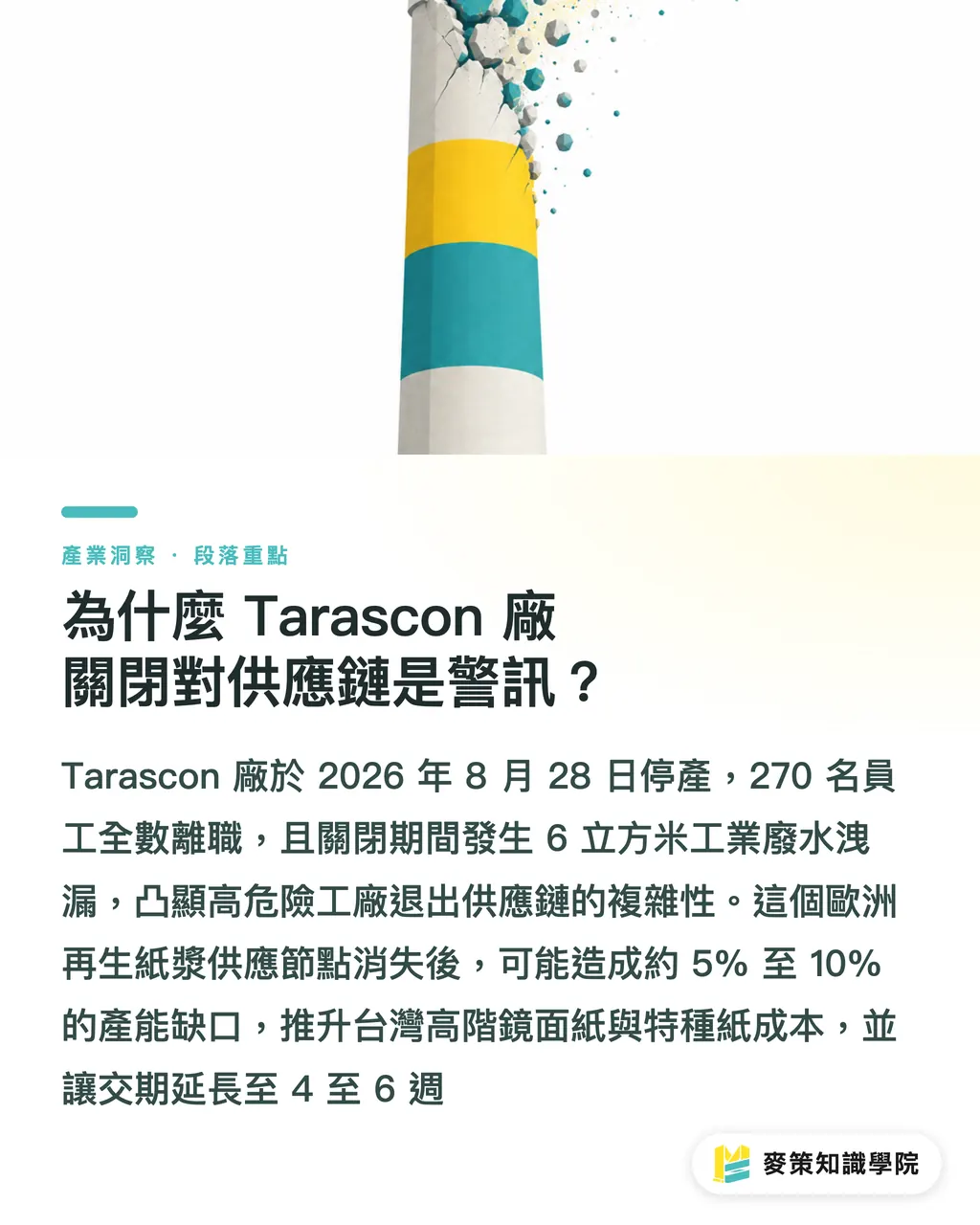 為什麼 Tarascon 廠關閉對供應鏈是警訊？｜歐洲紙業收縮怎麼影響台灣印刷？ 段落重點