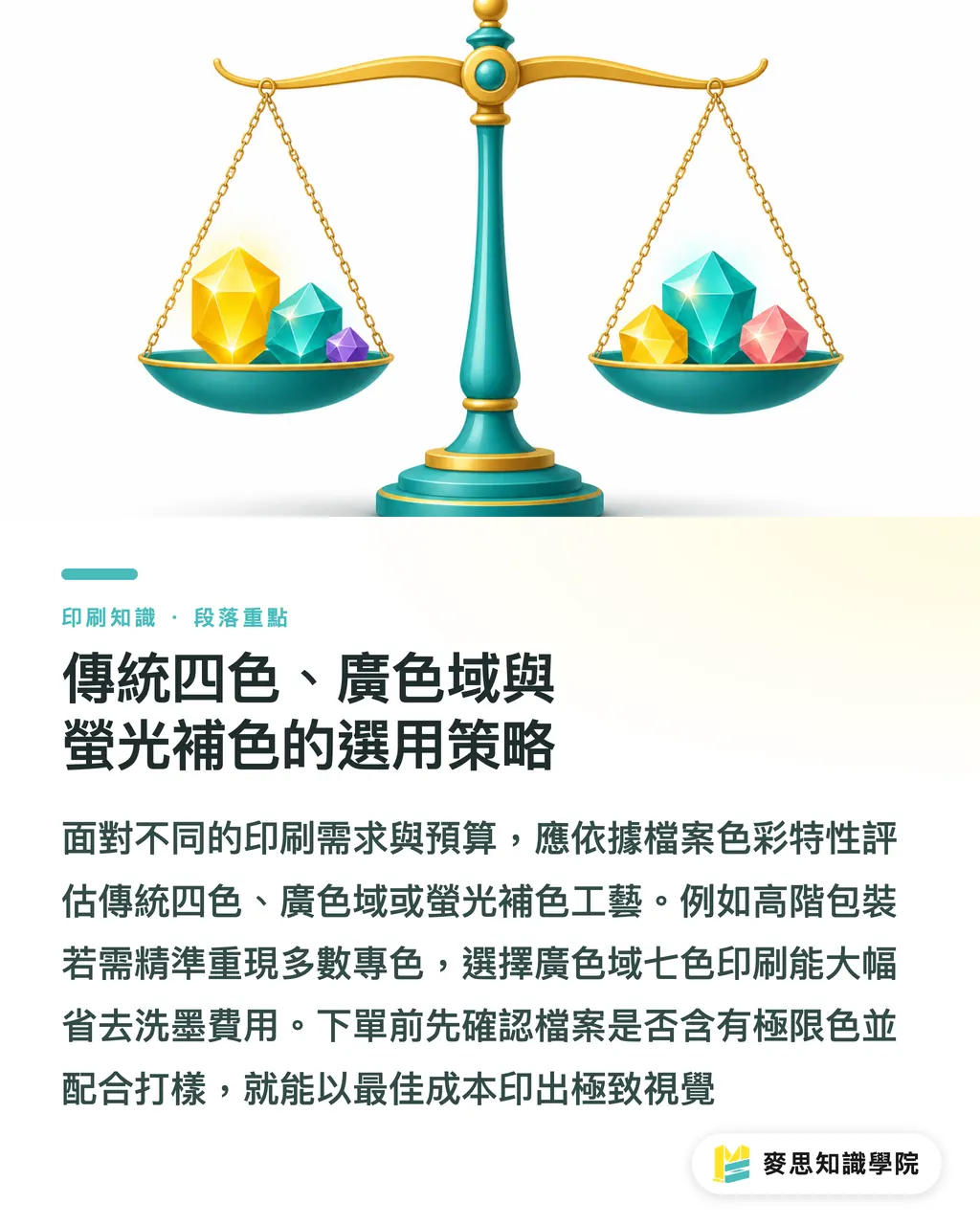 傳統四色、廣色域與螢光補色的選用策略｜CMYK 印不出螢光霓虹感？資深顧問拆解廣色域 7 色與螢光疊印補色工藝 段落重點