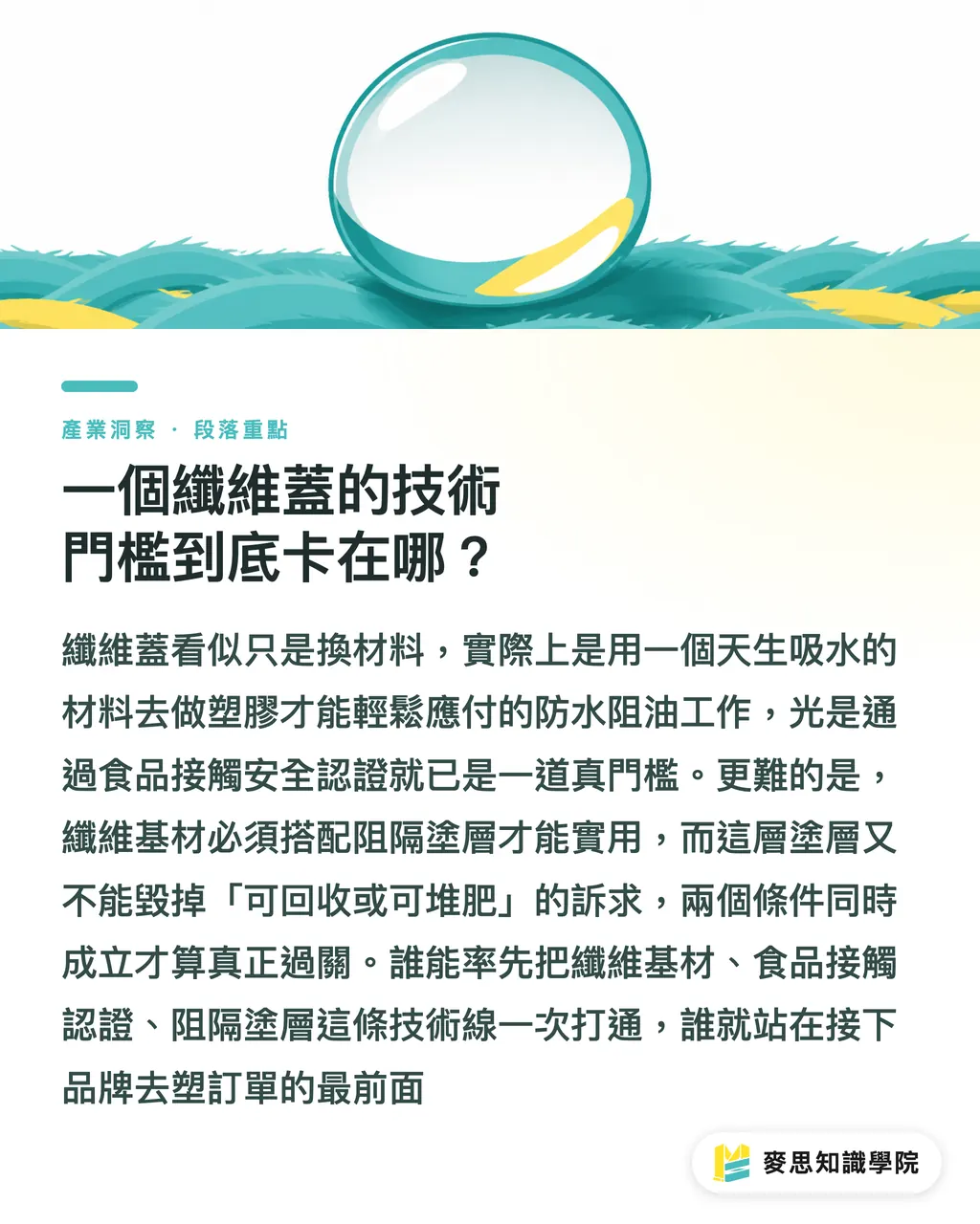 一個纖維蓋的技術門檻到底卡在哪?|從蓋子和標籤下手:去塑成績單最划算的兩個切點 段落重點