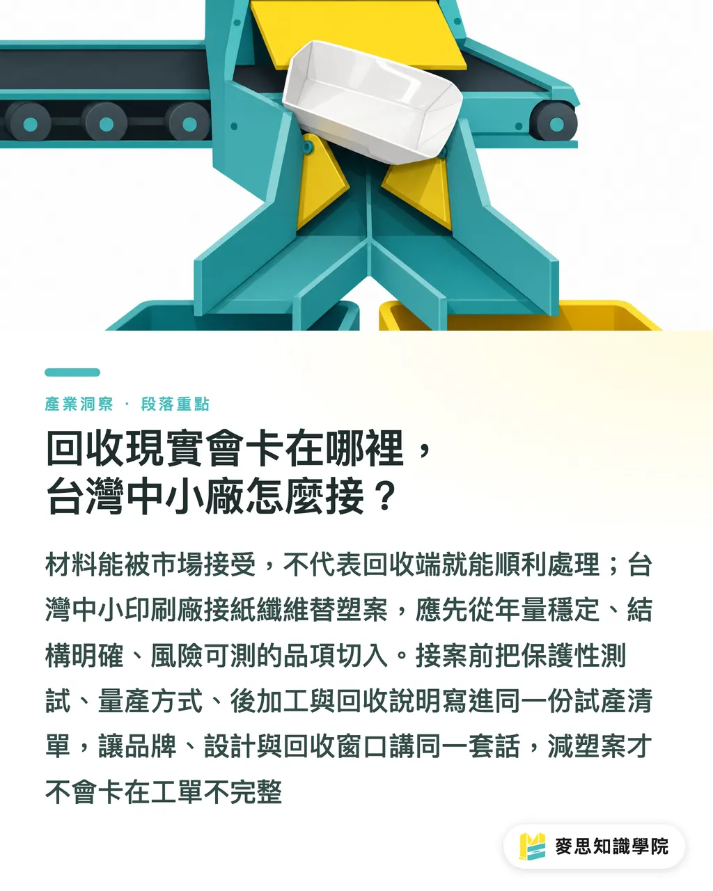 回收現實會卡在哪裡,台灣中小廠怎麼接?|紙纖維替塑先問三件事 段落重點