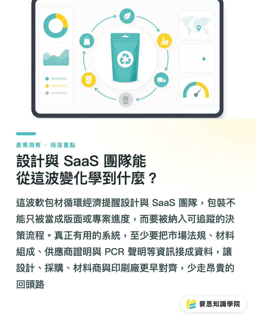 設計與 SaaS 團隊能從這波變化學到什麼?|軟包材循環經濟,決策變了 段落重點