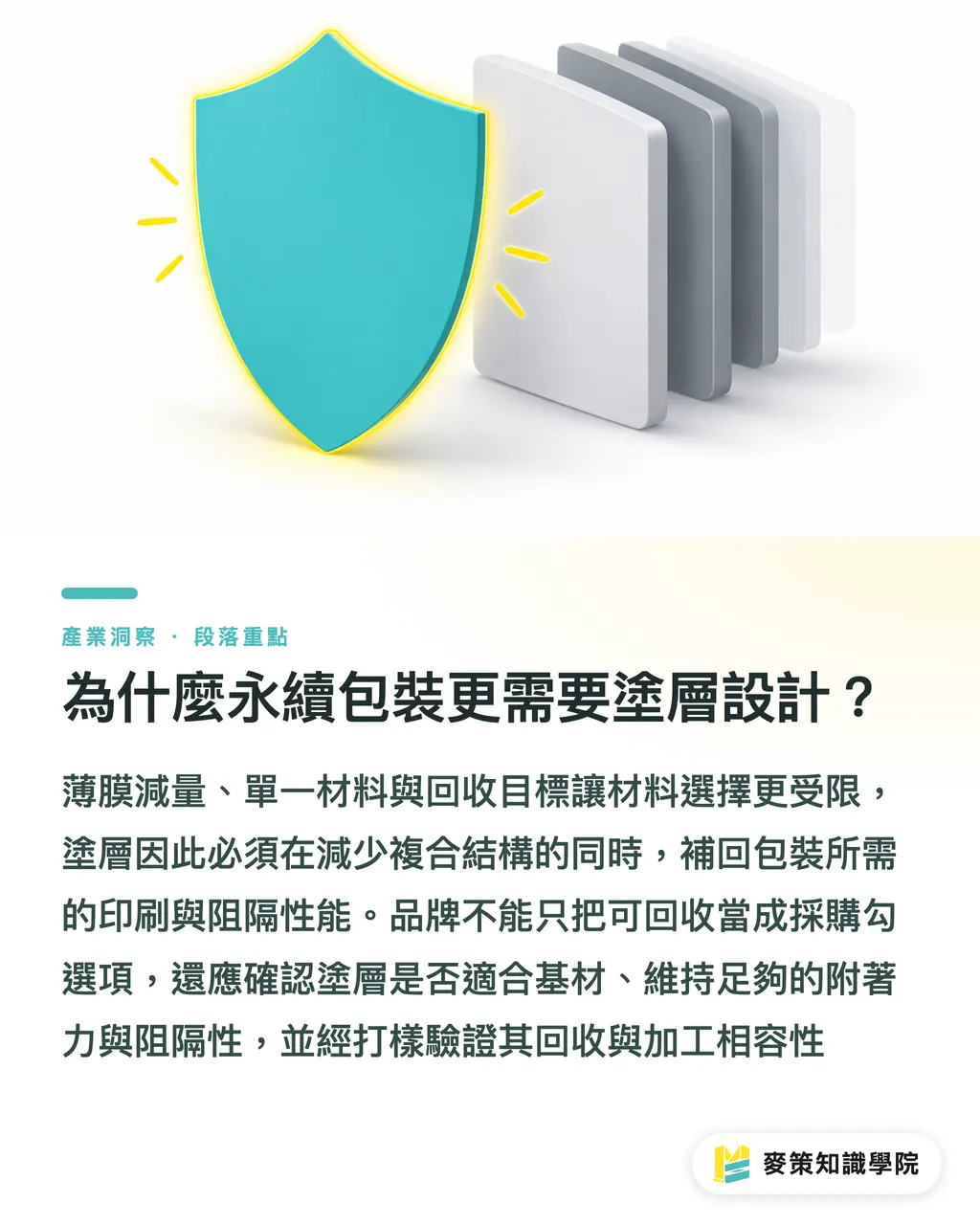 為什麼永續包裝更需要塗層設計？｜塗層不只防護：現代包裝的3個判斷 段落重點