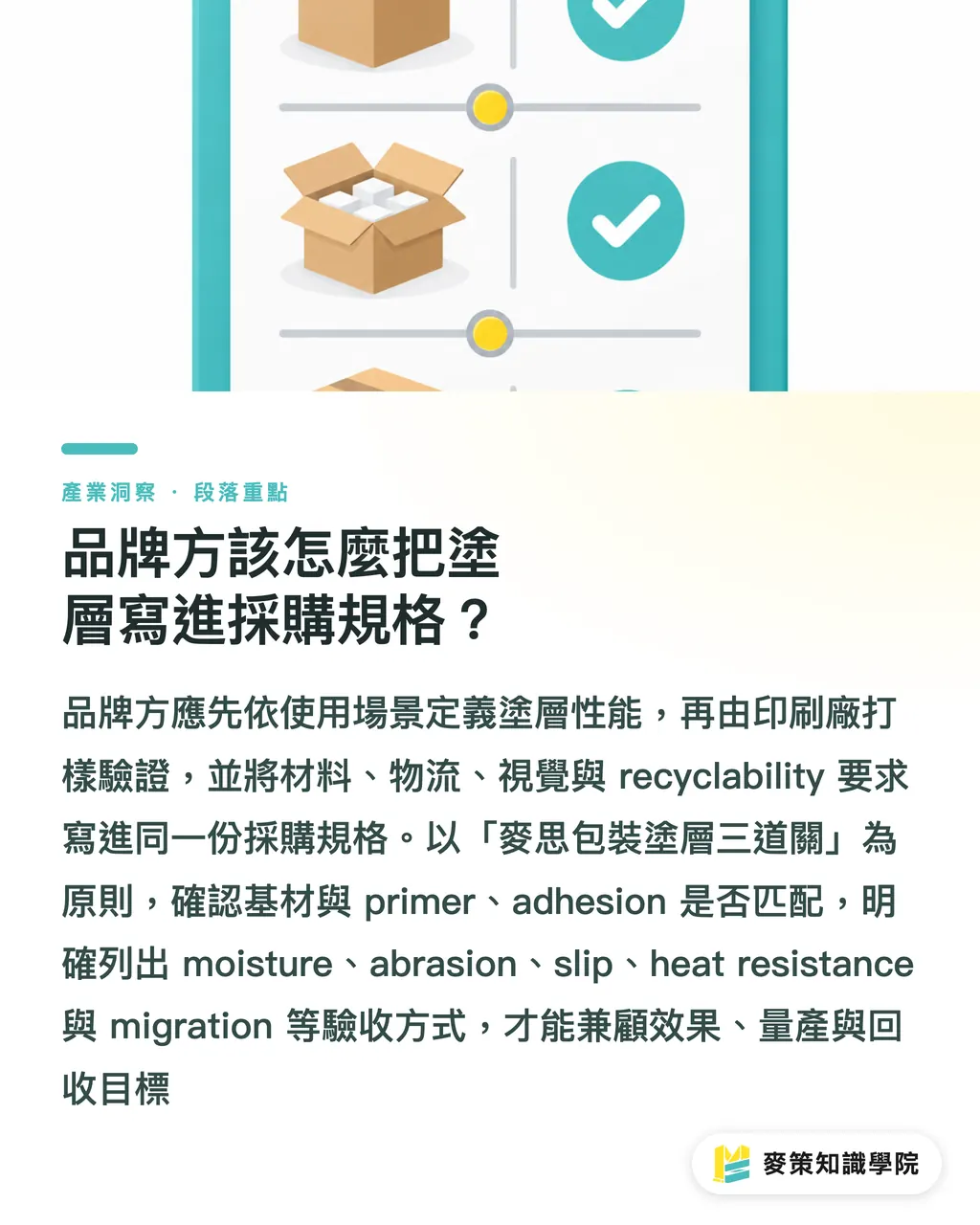 品牌方該怎麼把塗層寫進採購規格？｜塗層不只防護：現代包裝的3個判斷 段落重點