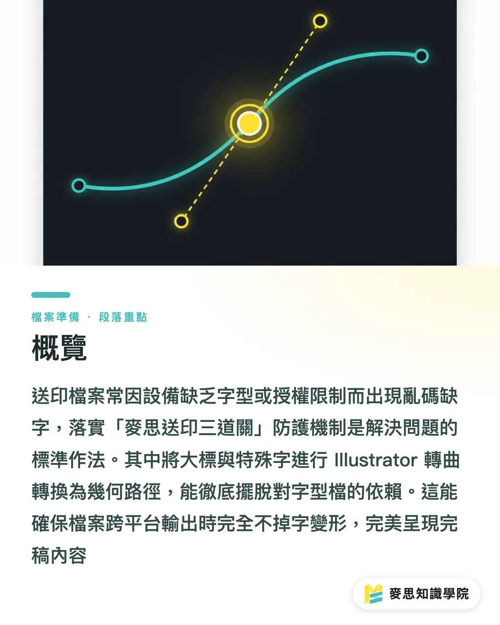 概覽｜印前防雷指南：字型未轉曲變亂碼？商業授權合規、嵌入與轉曲失敗除錯 段落重點