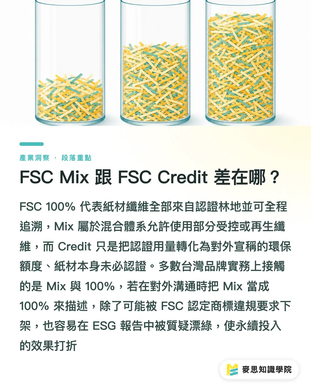FSC Mix 跟 FSC Credit 差在哪？｜FSC Mix 跟 FSC Credit 到底差在哪？品牌選錯小心被漂綠 段落重點