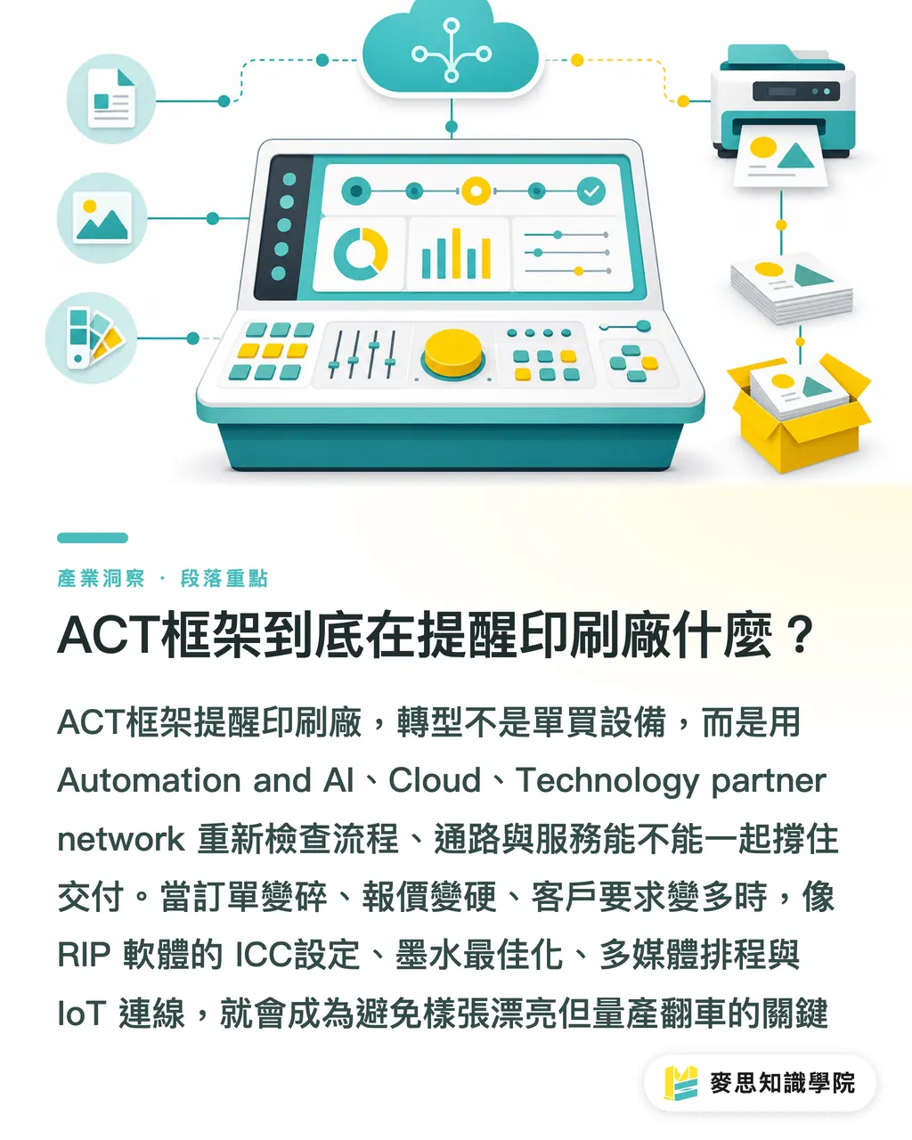 ACT框架到底在提醒印刷廠什麼?|富士軟片給印刷廠的轉型提示 段落重點