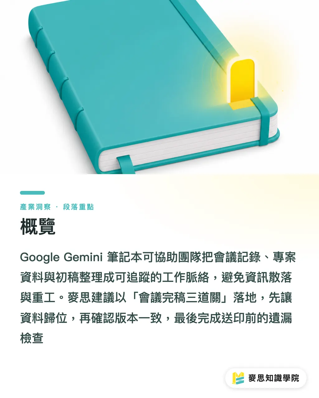 概覽｜Google Gemini 筆記本怎麼用？ 段落重點