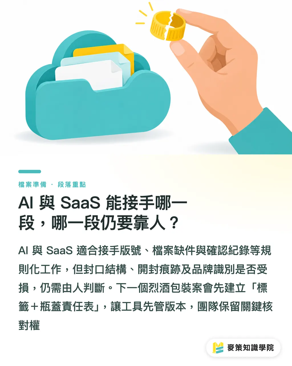 AI 與 SaaS 能接手哪一段，哪一段仍要靠人？｜烈酒防偽別只做標籤，瓶蓋才是下一道防線 段落重點