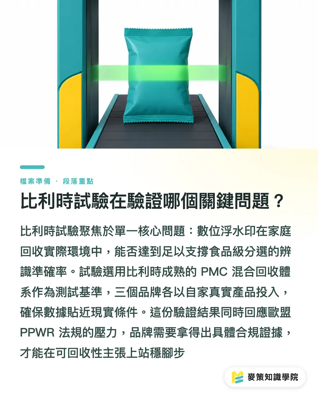 比利時試驗在驗證哪個關鍵問題？｜HolyGrail 2030 開跑：軟包設計師要懂的數位浮水印 段落重點