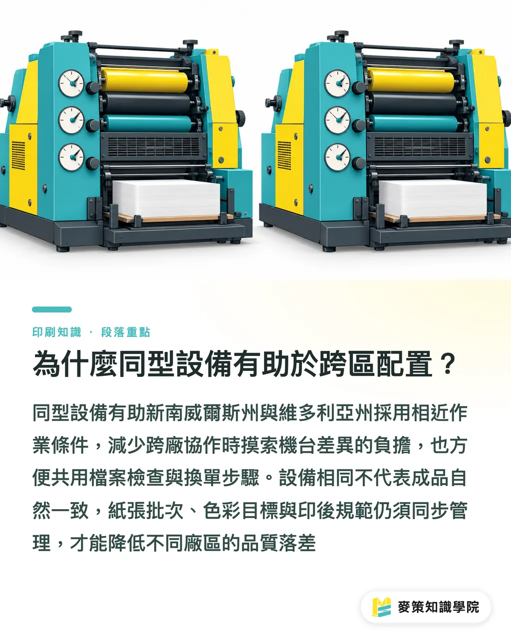 為什麼同型設備有助於跨區配置？｜Rapida 106 X 共線配置，台廠先看3項 段落重點
