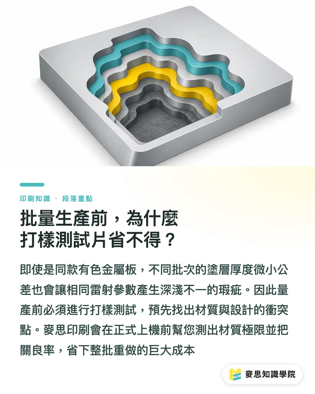 批量生產前,為什麼打樣測試片省不得?|雷雕名牌材質怎麼挑?資深顧問的防雷與發稿實戰指南 段落重點