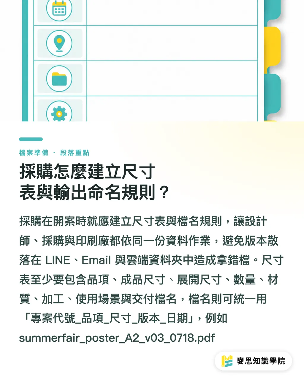 採購怎麼建立尺寸表與輸出命名規則？｜同主視覺多尺寸延伸實戰 段落重點