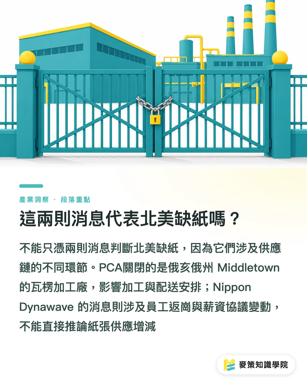 這兩則消息代表北美缺紙嗎？｜PCA關廠、Dynawave返崗：供需兩訊號 段落重點