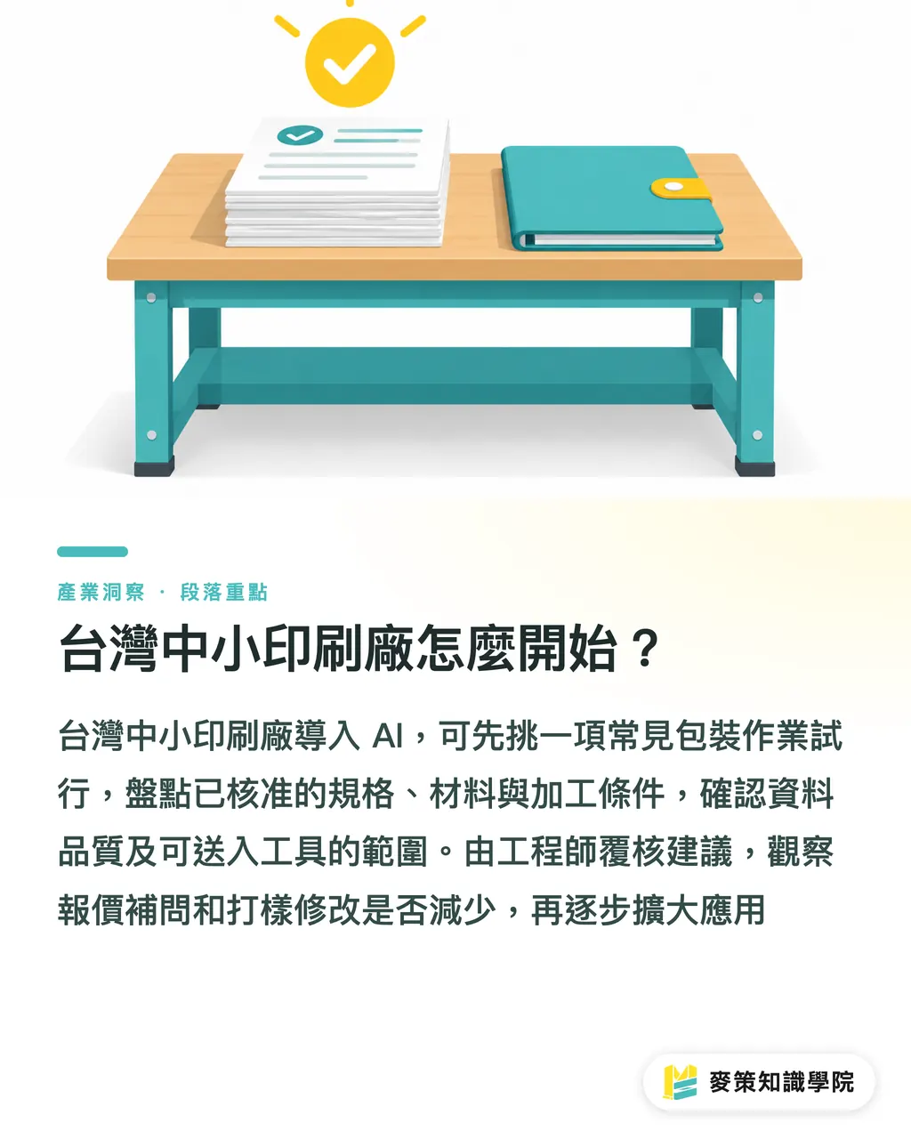 台灣中小印刷廠怎麼開始?|包裝工程師用 AI:3 個從設計到製程的槓桿 段落重點