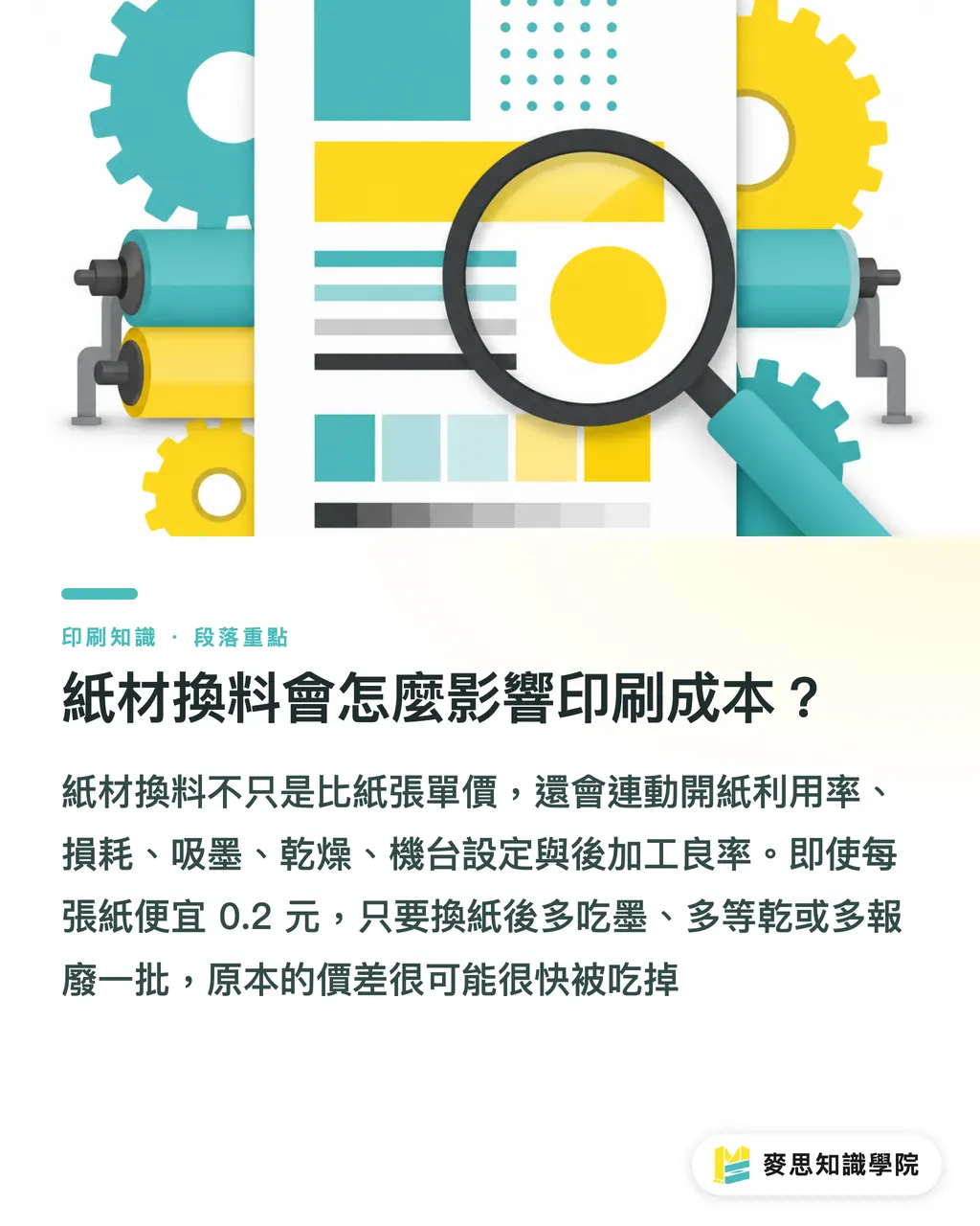 紙材換料會怎麼影響印刷成本?|紙材換料,成本不是只差紙價 段落重點