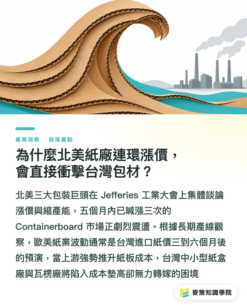為什麼北美紙廠連環漲價，會直接衝擊台灣包材？｜紙包裝三巨頭齊示警：台灣印廠與品牌端的 3 個轉單對策 段落重點