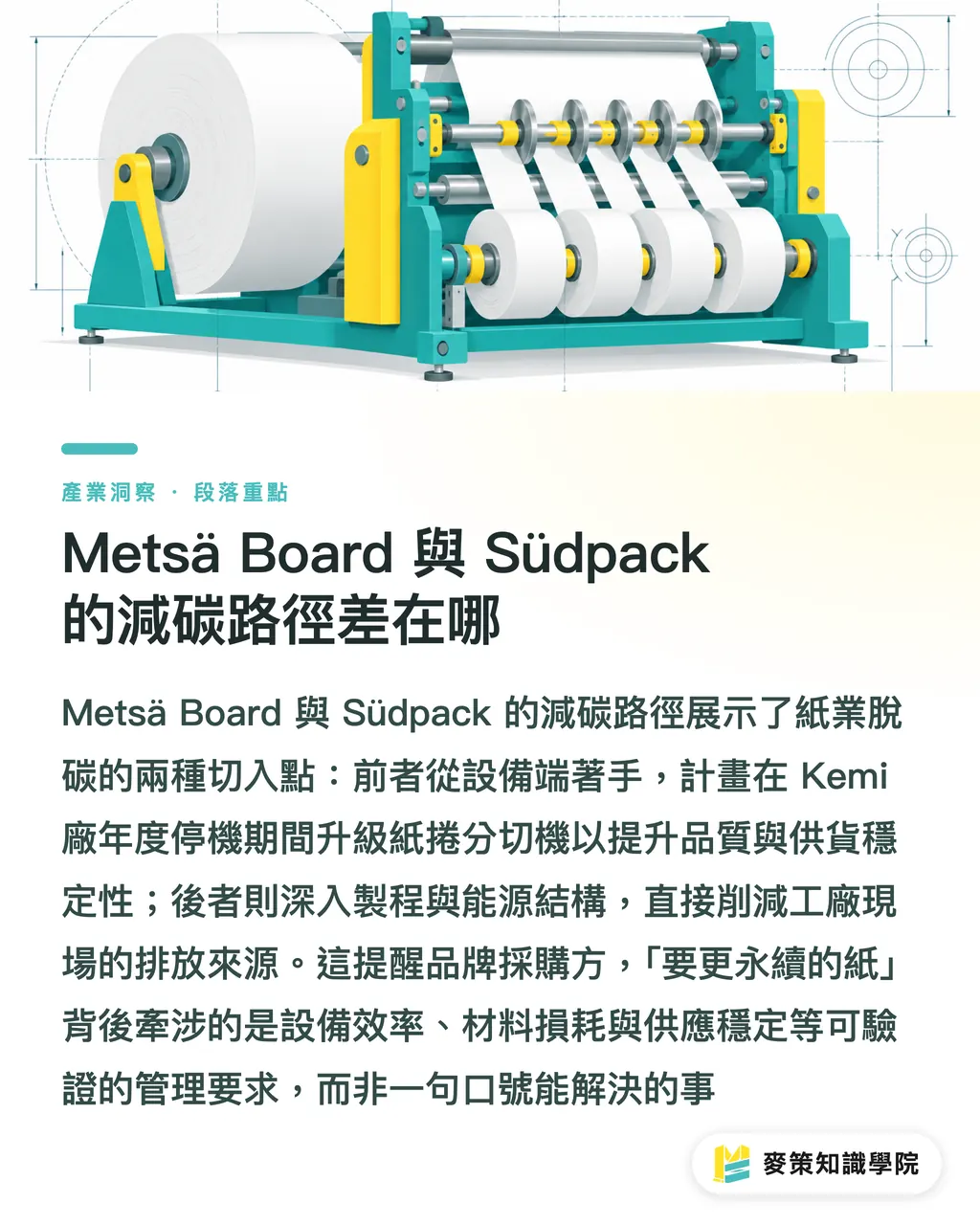 Metsä Board 與 Südpack 的減碳路徑差在哪｜紙業脫碳：Metsä Board、Südpack差在哪 段落重點