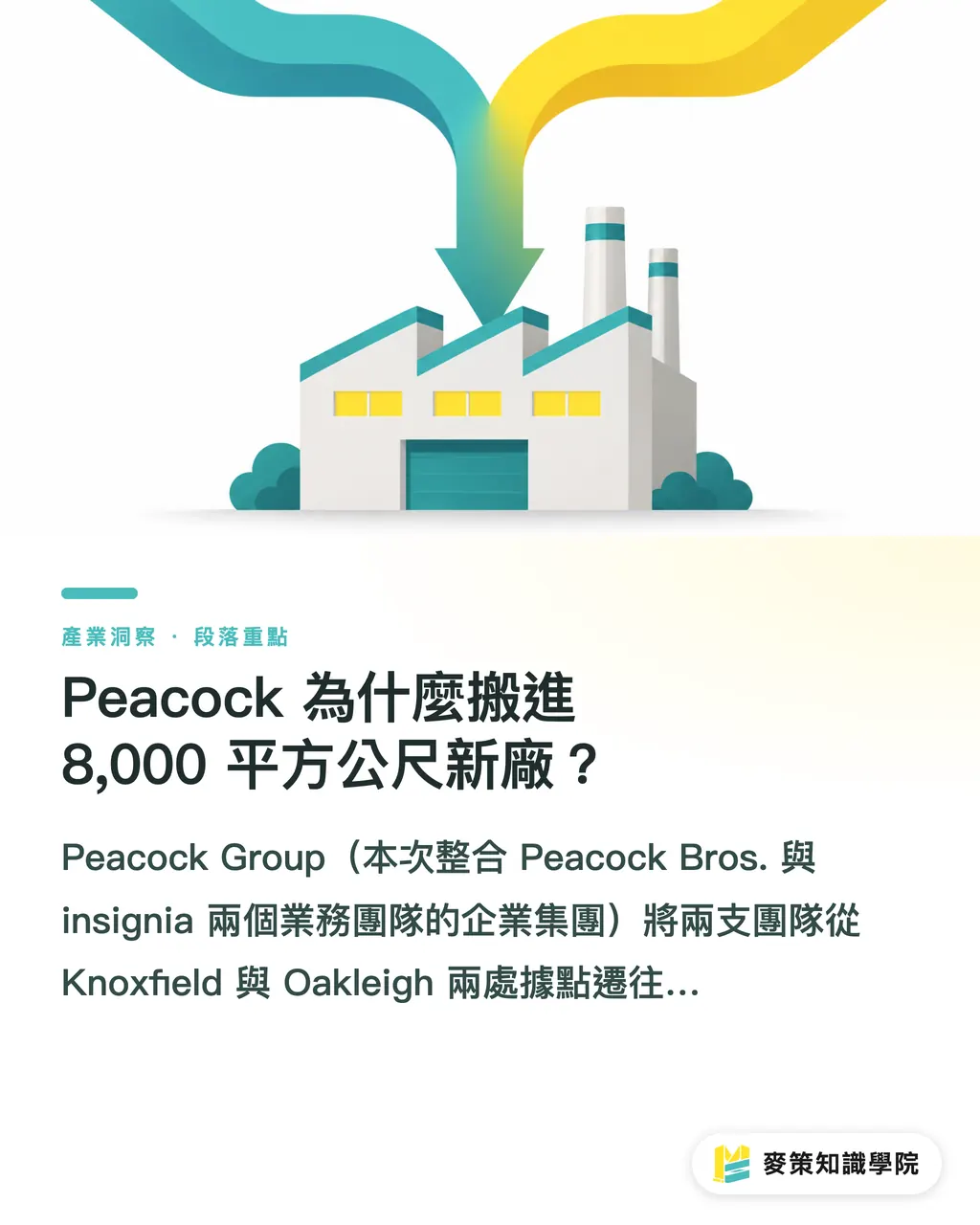 Peacock 為什麼搬進 8,000 平方公尺新廠？｜Peacock 8000平方公尺新廠，3個擴廠判斷 段落重點