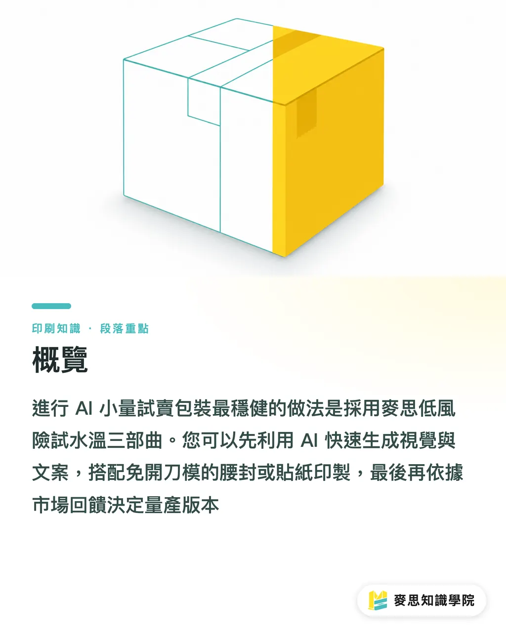 概覽｜新品試水溫必看：AI 輔助小量包裝測試實戰指南 段落重點