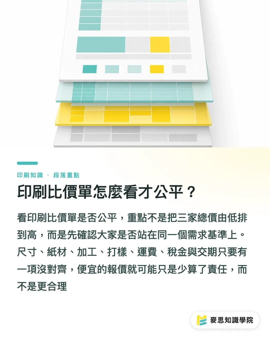 印刷比價單怎麼看才公平？｜印刷比價單怎麼看才公平 段落重點