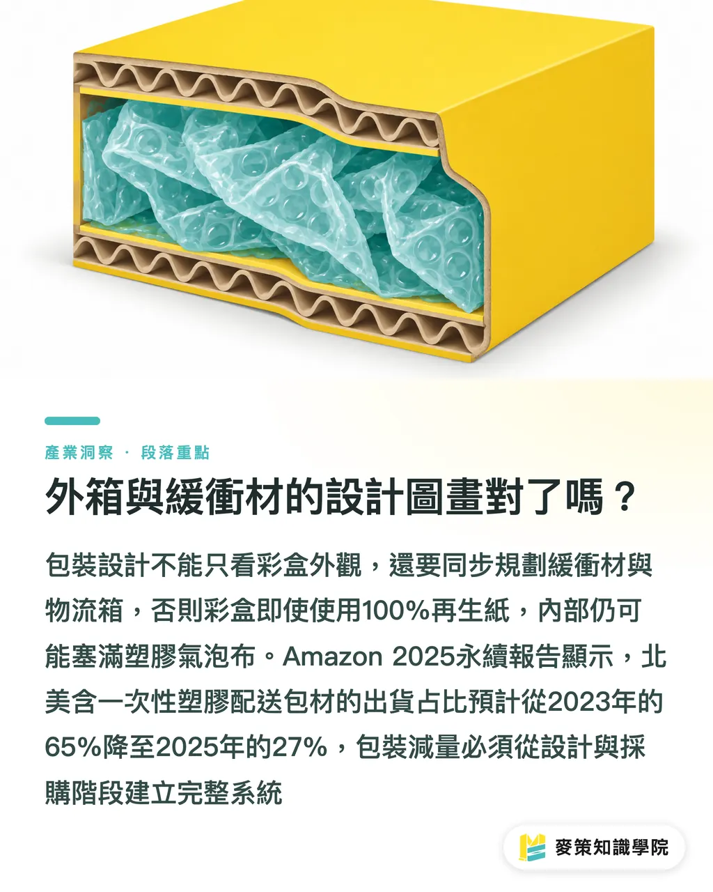 外箱與緩衝材的設計圖畫對了嗎？｜包裝減重等於環保？RDM 呼籲把回收思維拉回採購與設計端 段落重點