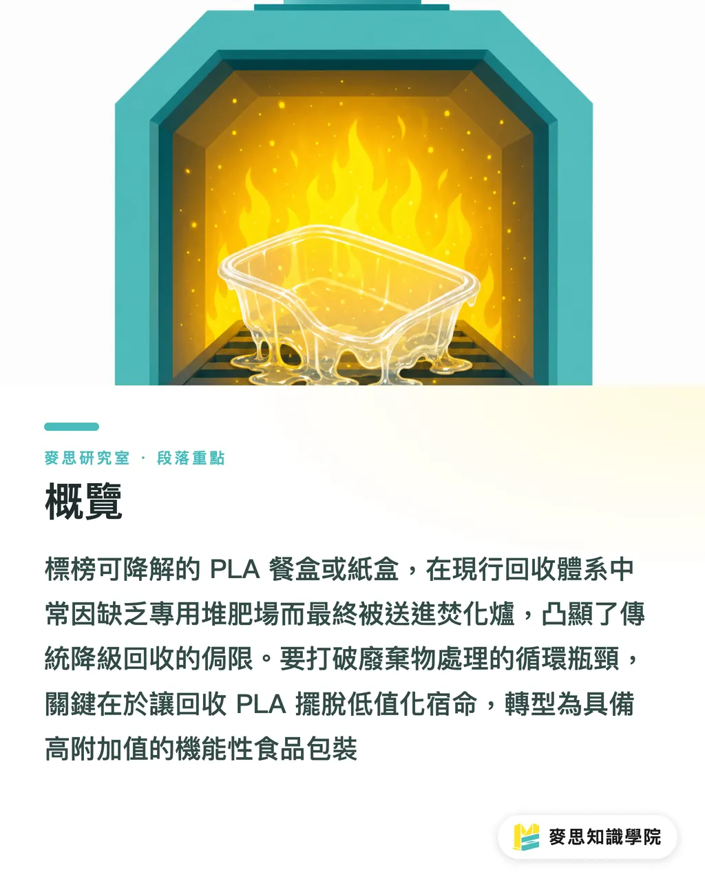 概覽｜回收 PLA 只能焚化？解析超臨界發泡與抗菌包裝的高值化轉向 段落重點