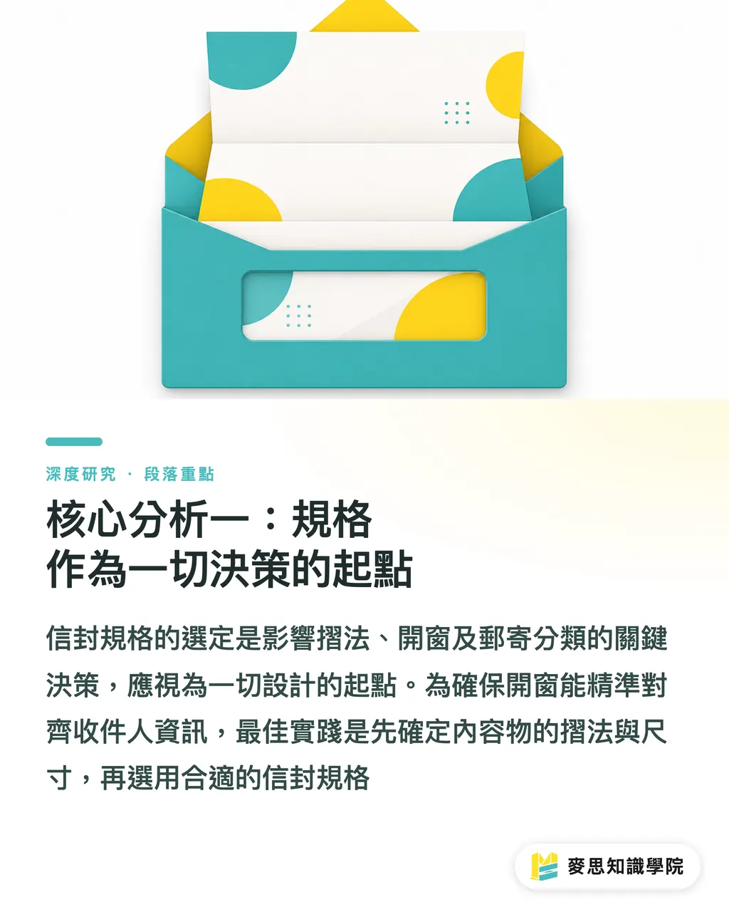 核心分析一：規格作為一切決策的起點｜信封印刷的規格、開窗與郵寄合規：一個整合性綜述 段落重點