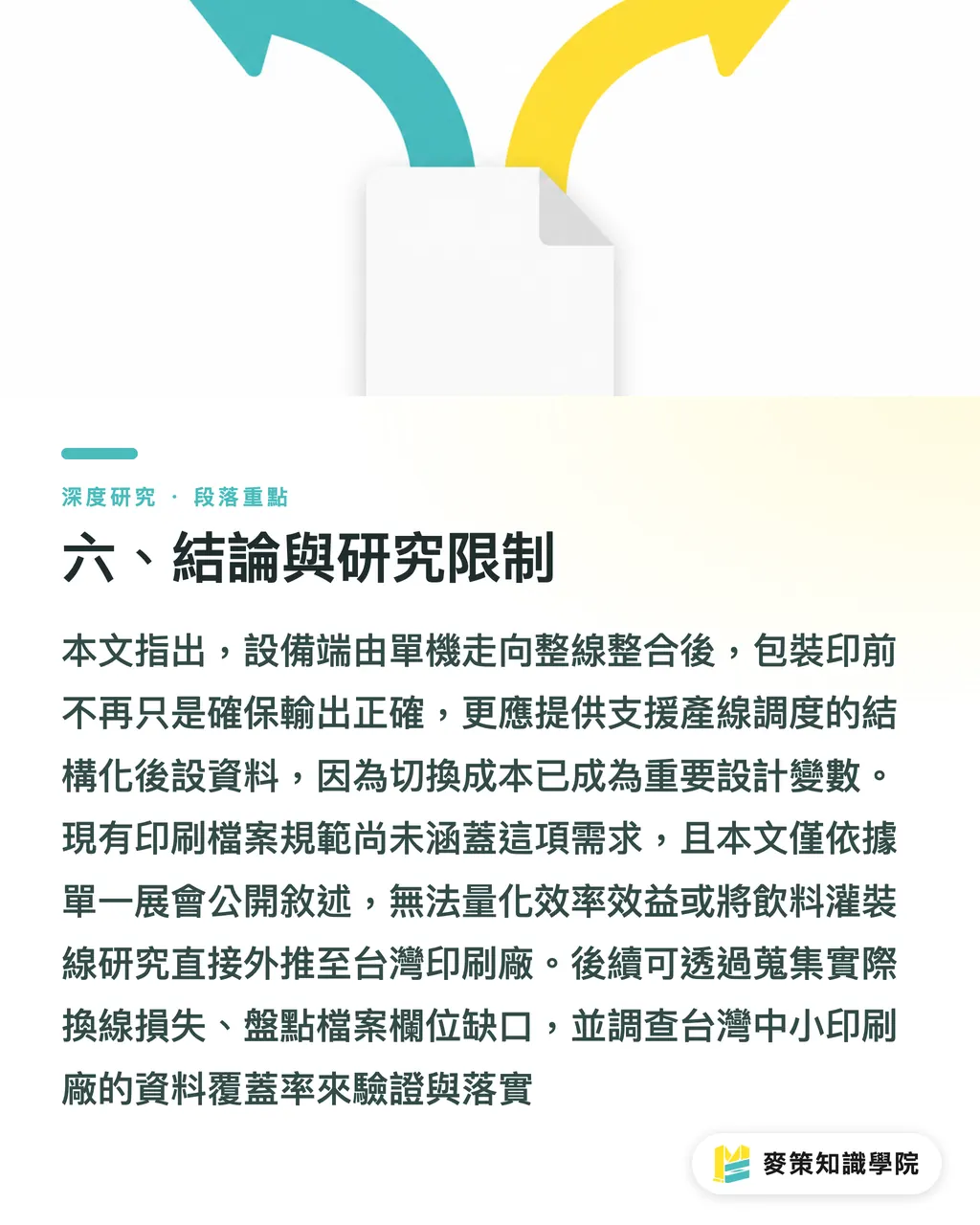六、結論與研究限制｜整線思維下的包裝前端：從 KHS 飲料產線整體設計看印前定位 段落重點