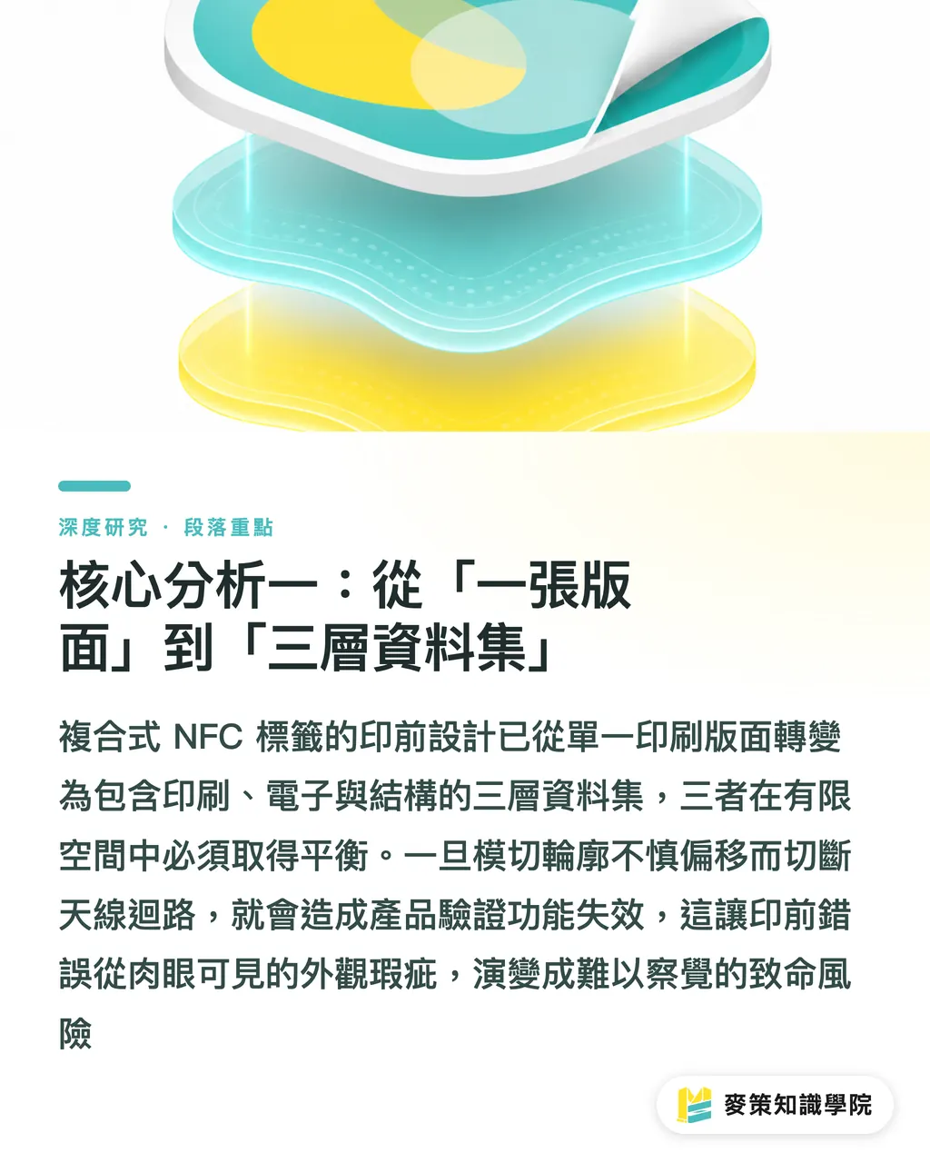 核心分析一：從「一張版面」到「三層資料集」｜會說話的標籤：NFC 醫藥包裝對印前流程的結構性衝擊 段落重點