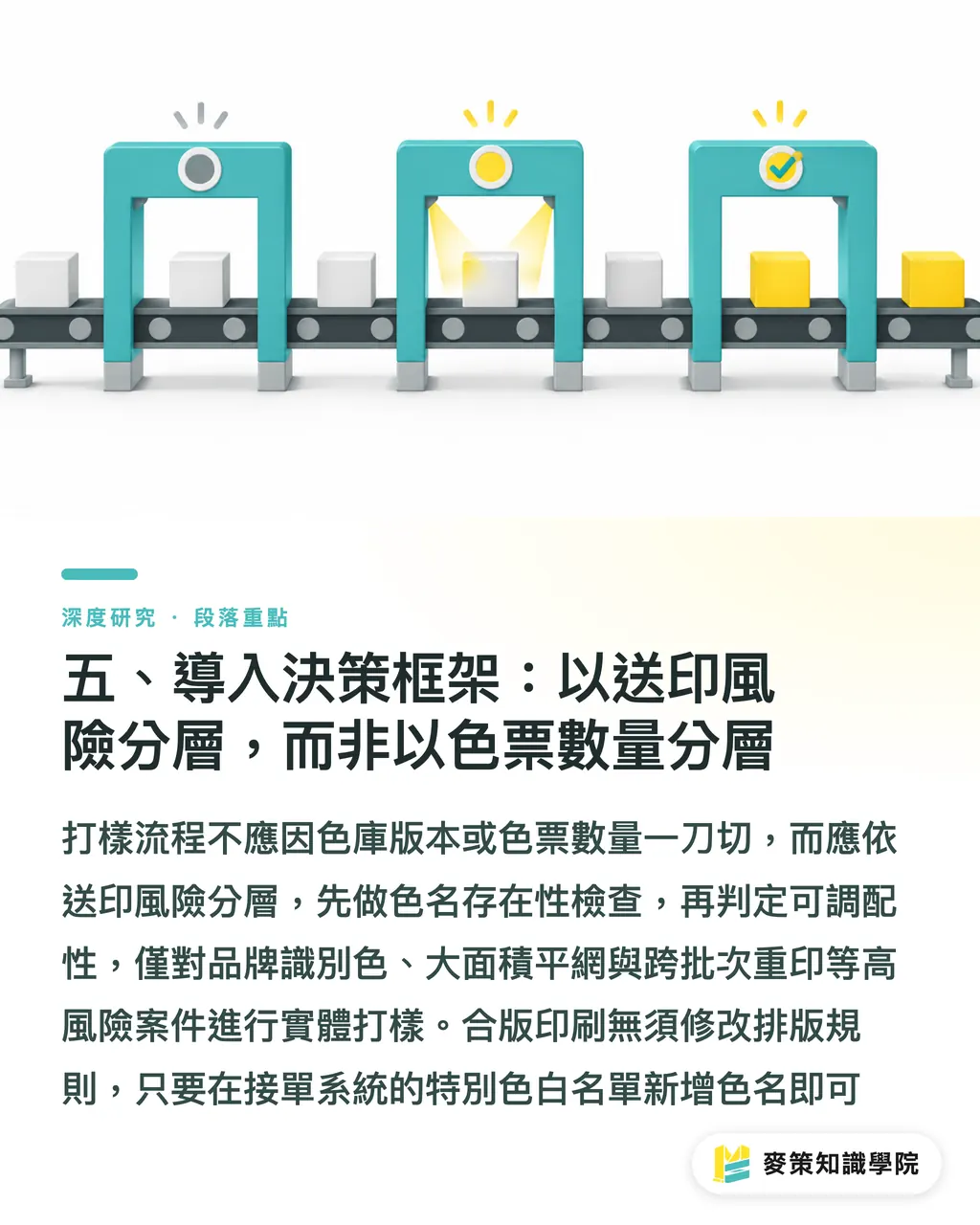 五、導入決策框架:以送印風險分層,而非以色票數量分層|Pantone 擴增 224 色:打樣與檔案鏈要同步更新嗎 段落重點