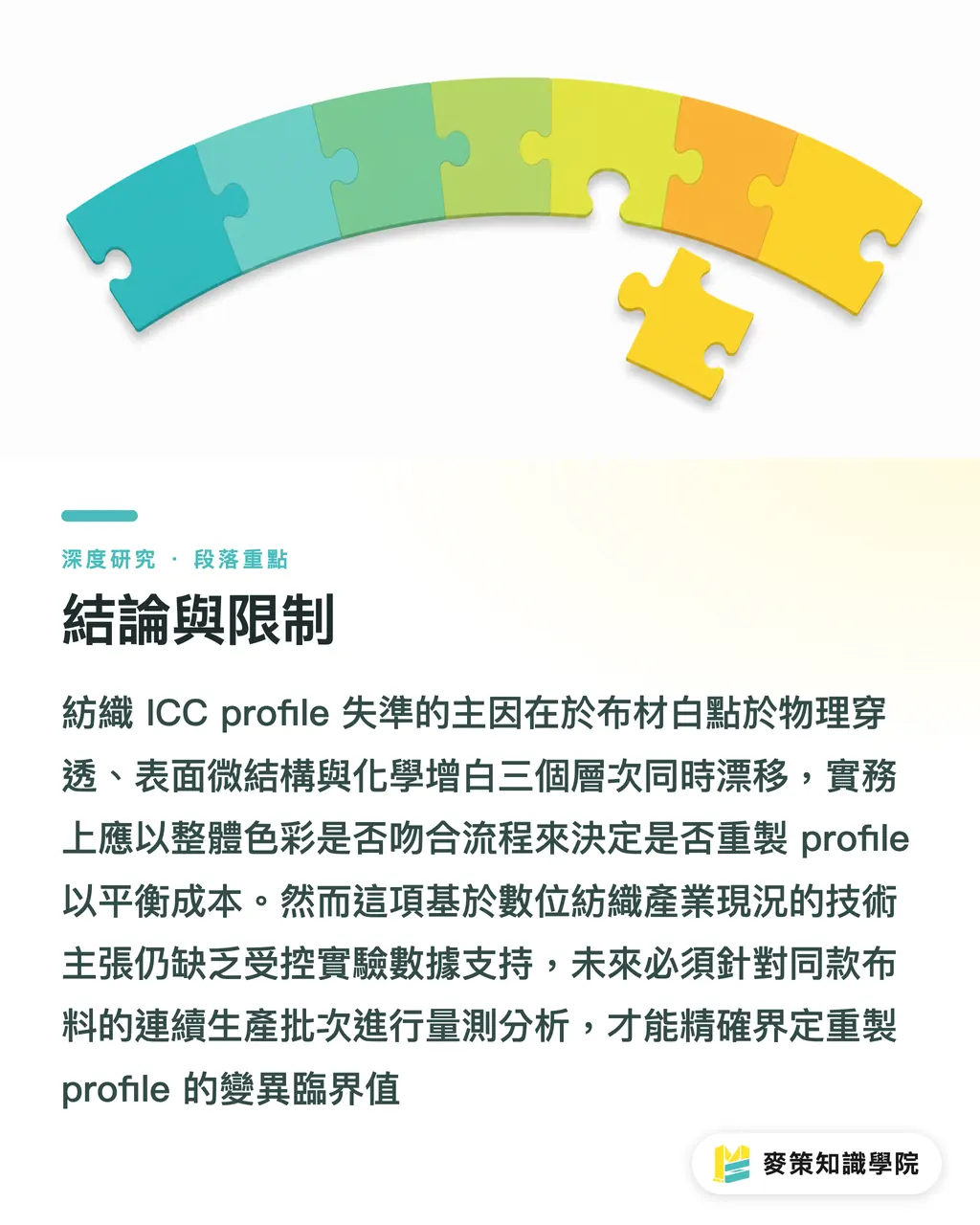 結論と研究の限界｜テキスタイルの白点ドリフトとICCプロファイルのズレ：カラーマネジメント工程の再設計 セクションの要点