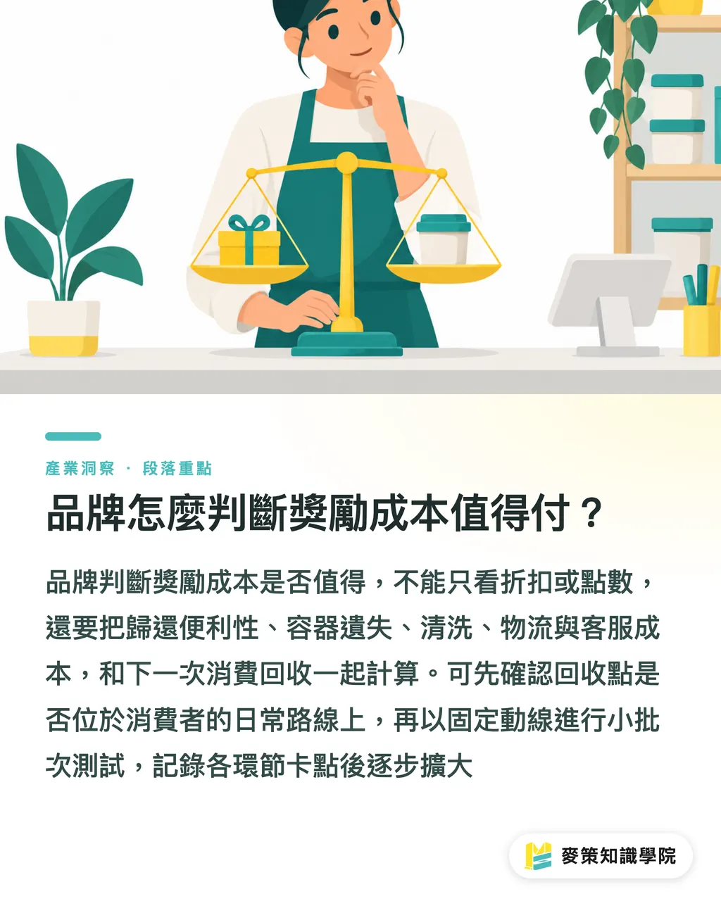 品牌怎麼判斷獎勵成本值得付？｜可重複使用外食包裝，別只靠環保訴求 段落重點