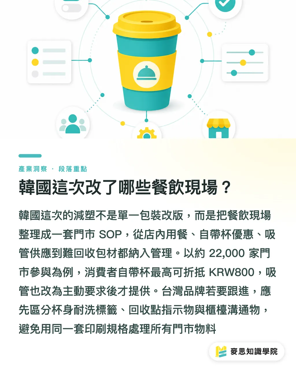韓國這次改了哪些餐飲現場？｜重複使用包裝先設計責任 段落重點