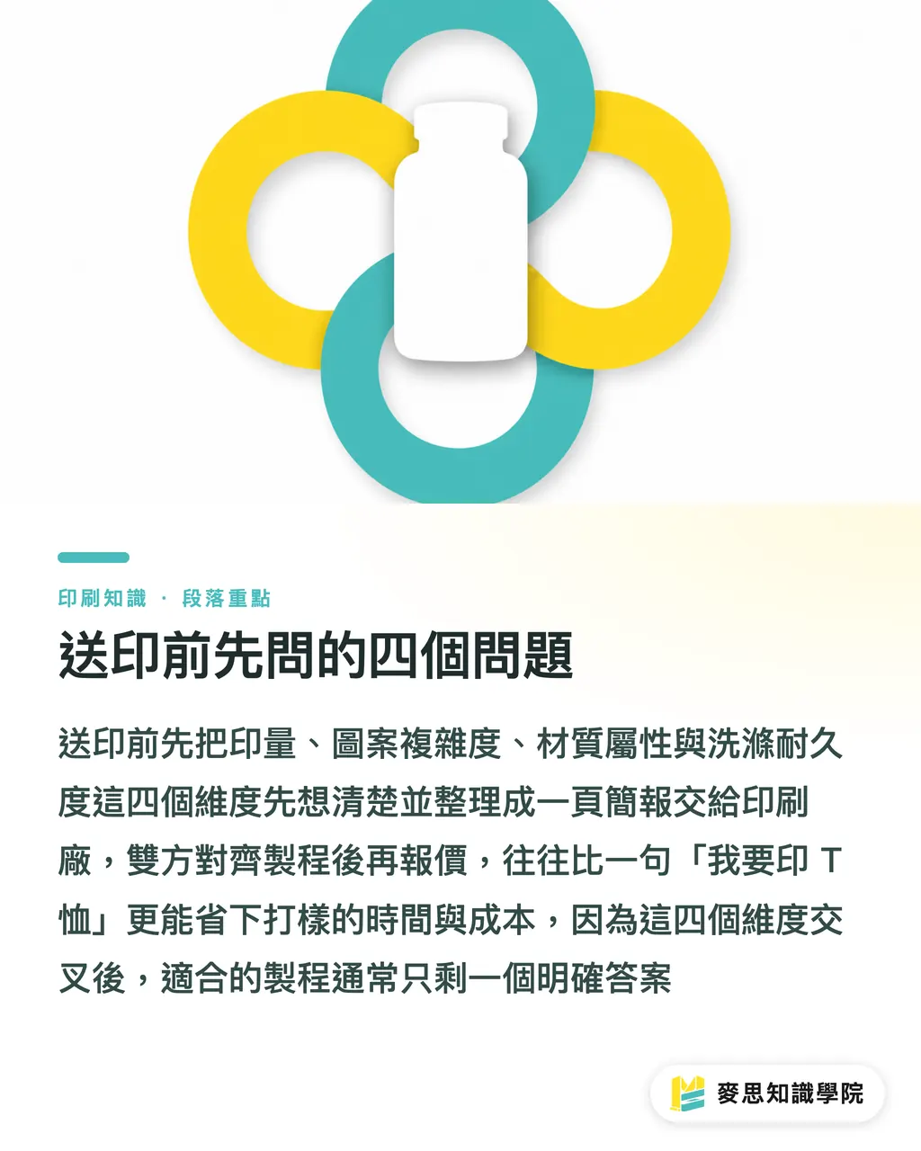 送印前先問的四個問題|網版 vs 數位直噴做周邊:T恤、帆布袋、馬克杯的選製程邏輯 段落重點