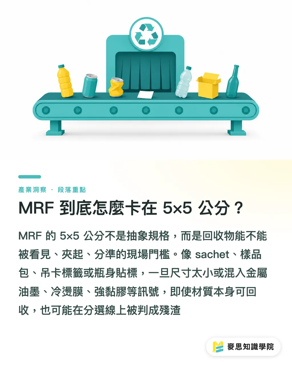 MRF 到底怎麼卡在 5×5 公分？｜小包裝回收，印刷廠的新生意 段落重點