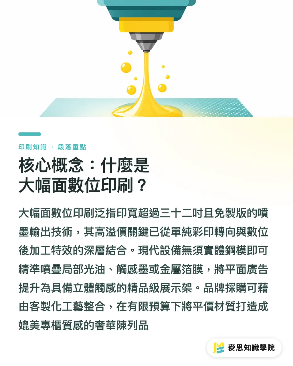 核心概念:什麼是大幅面數位印刷?|大幅面數位印刷特效加工指南:3招擺脫價格戰 段落重點