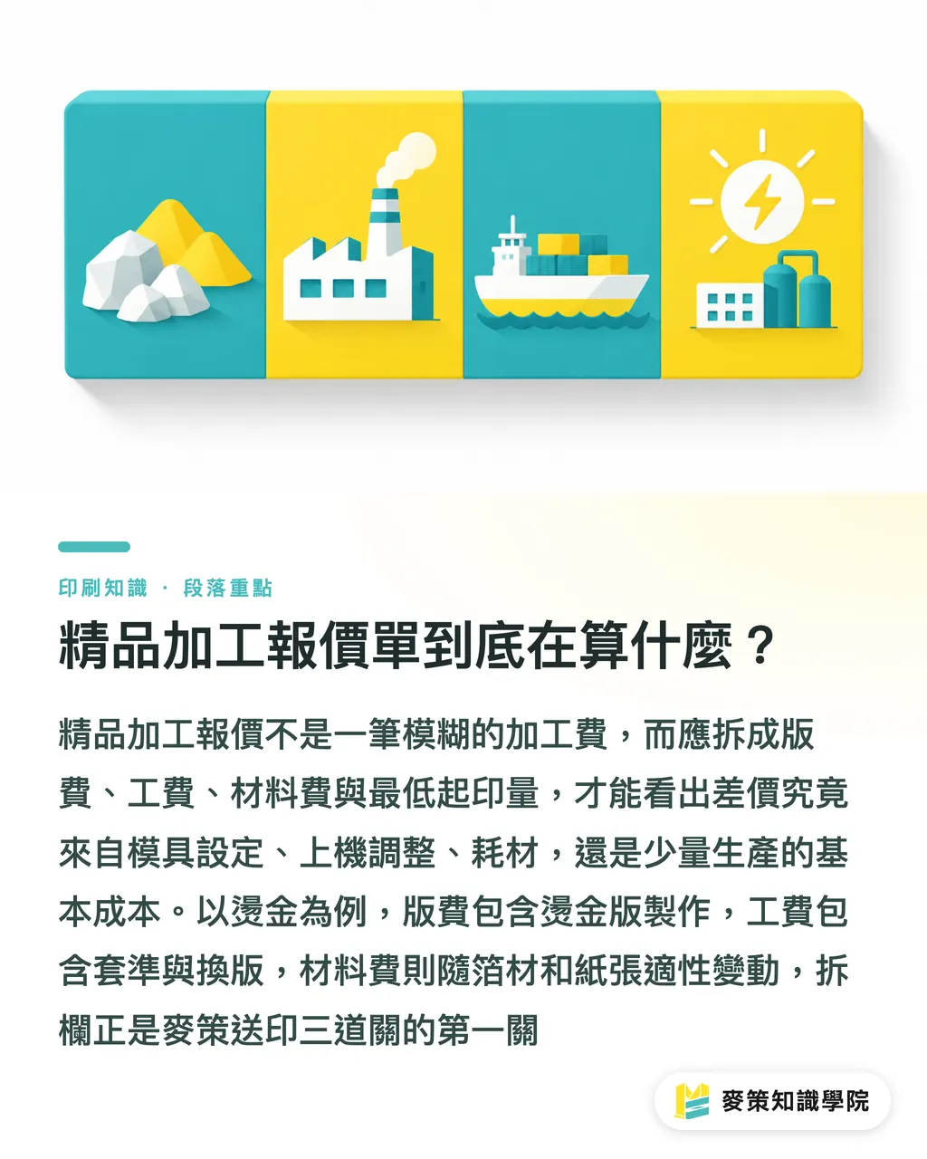 精品加工報價單到底在算什麼？｜精品加工報價：燙金打凸局部光成本拆解 段落重點