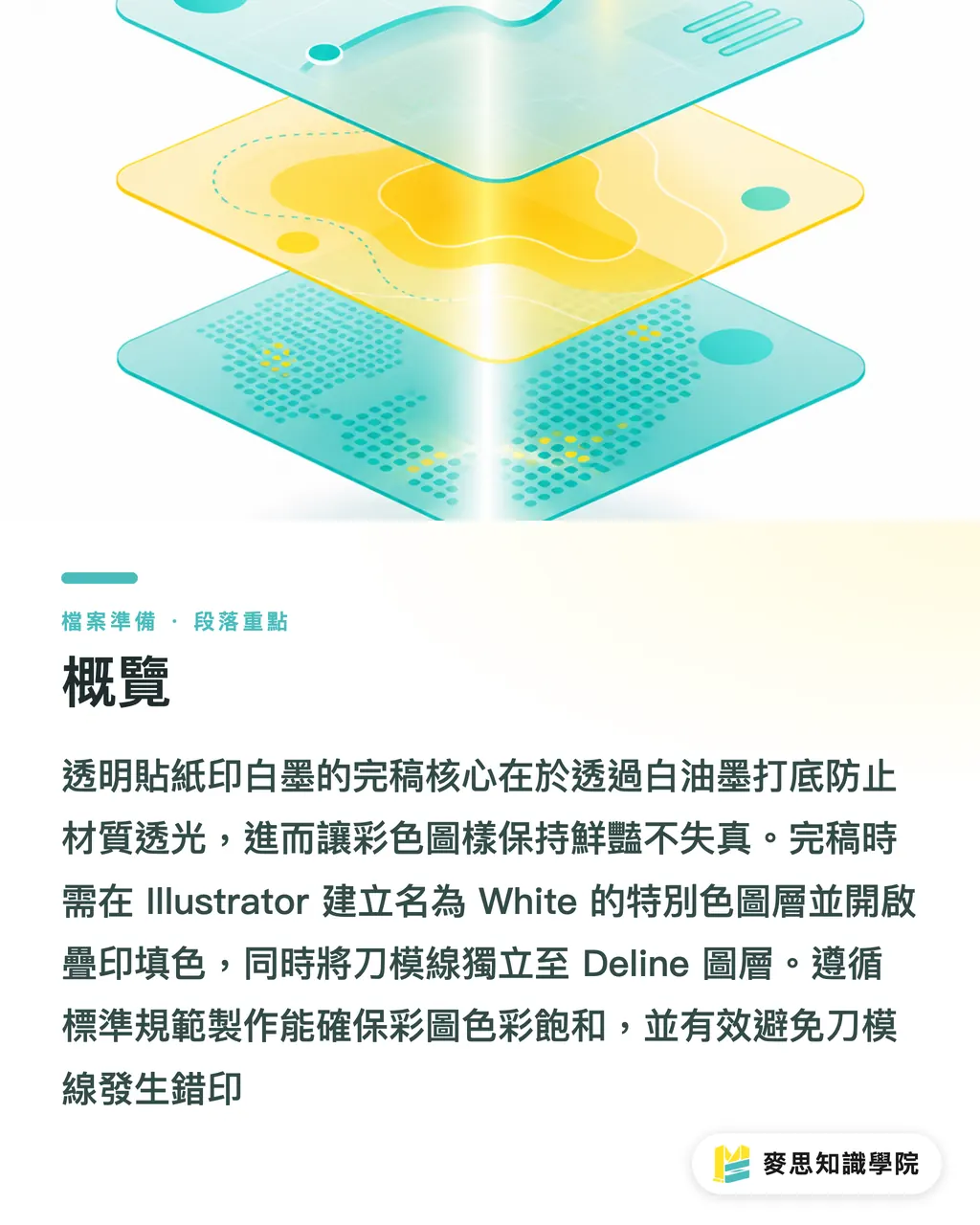 概覽|透明貼紙白墨怎麼做?AI特別色與刀模圖層分層完稿SOP 段落重點