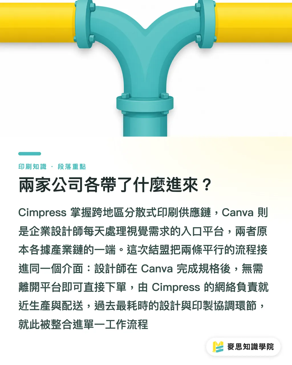 両社はそれぞれ何を持ち込んだのか｜Canva が Cimpress とつながる：企業印刷調達の 3 つの新しい現実 セクションの要点